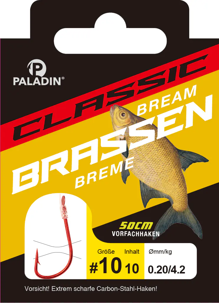 Paladin Brassenhaken gebunden Größe 6 50 cm 10 Stück rot
