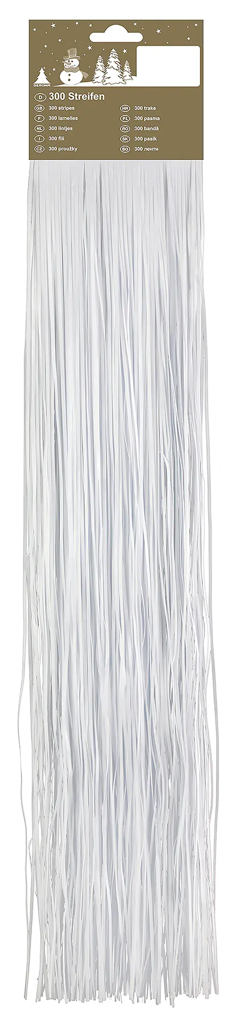 Hängelametta 300 Streifen mit Headerkarte Kunststoff 50 cm weiß glatt