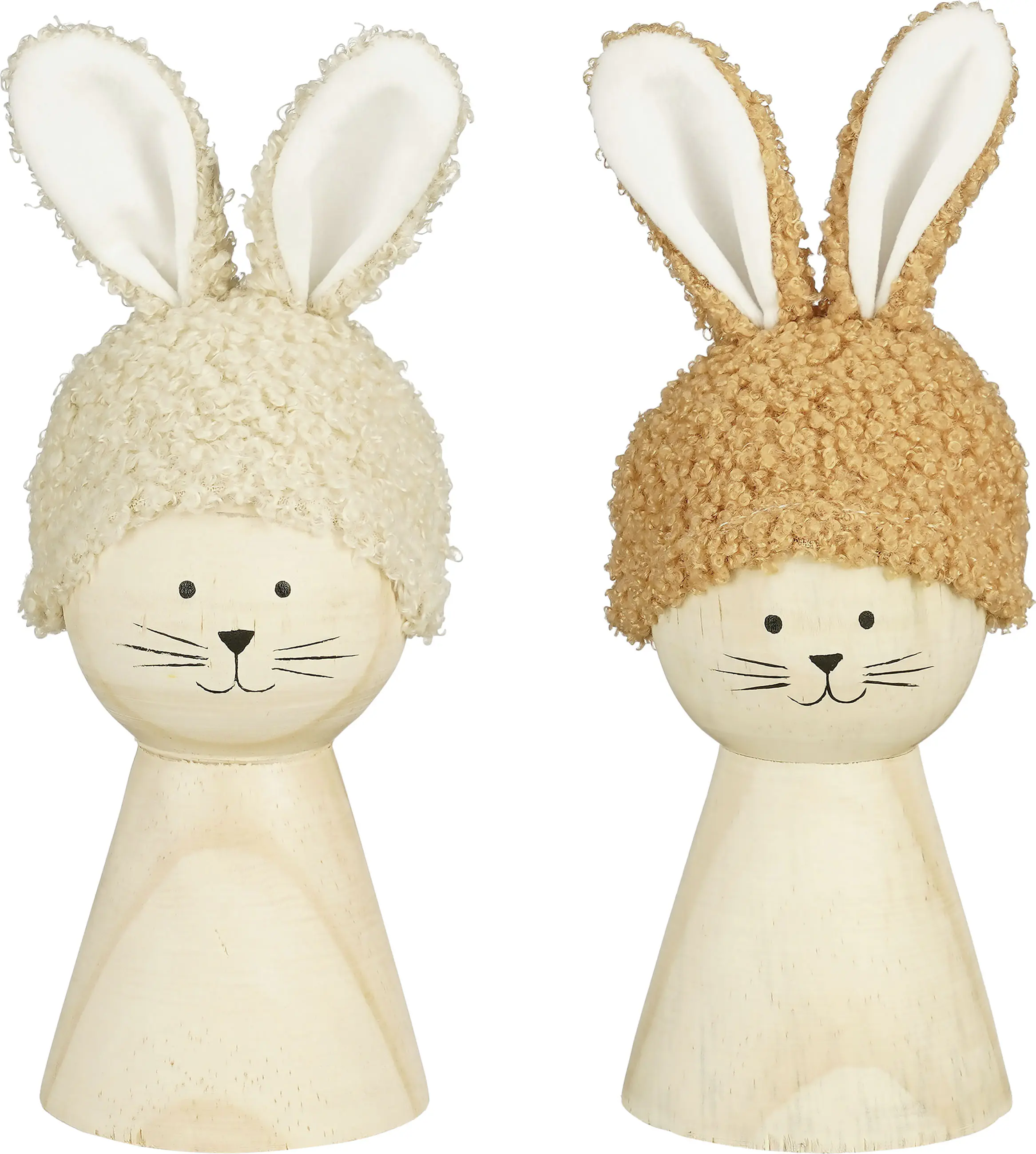 Mica Decorations Dekofigur Hase mit Mütze Holz 13 cm braun 2-fach sortiert