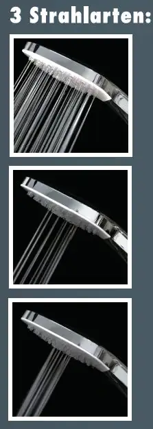 Primaster Handbrause 3 Strahlarten Water Spray quadratisch chrom-weiß wassersparend Primaster Handbrause 3 Strahlarten Water Spray quadratisch chrom-weiß wassersparend