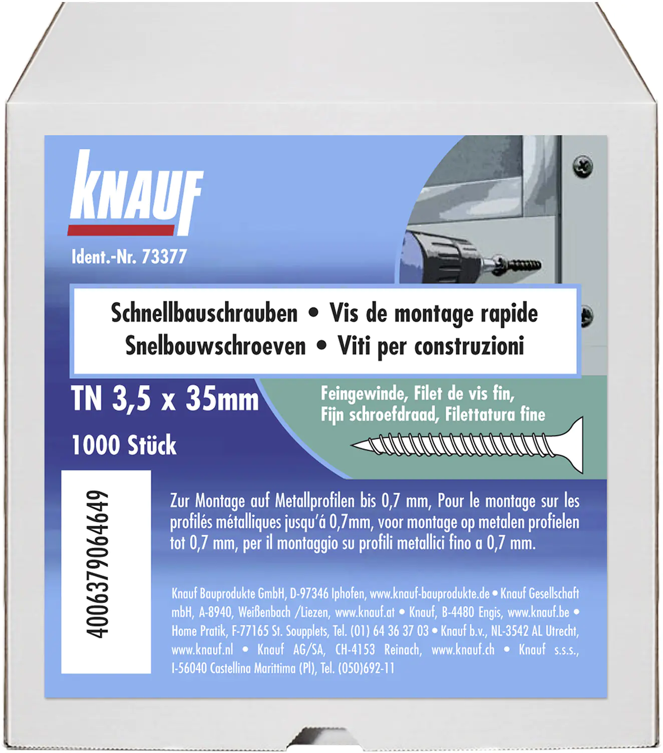 Knauf Schnellbauschrauben 3,5 x 35 mm, PH 1, 1000 Stück