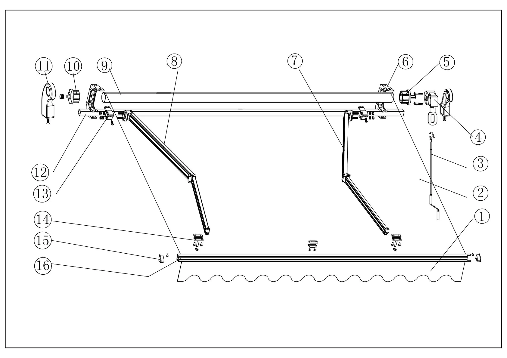 TrendLine Gelenkarm-Markise 3 x 2,5 m rot-weiß-weiß gestreift
