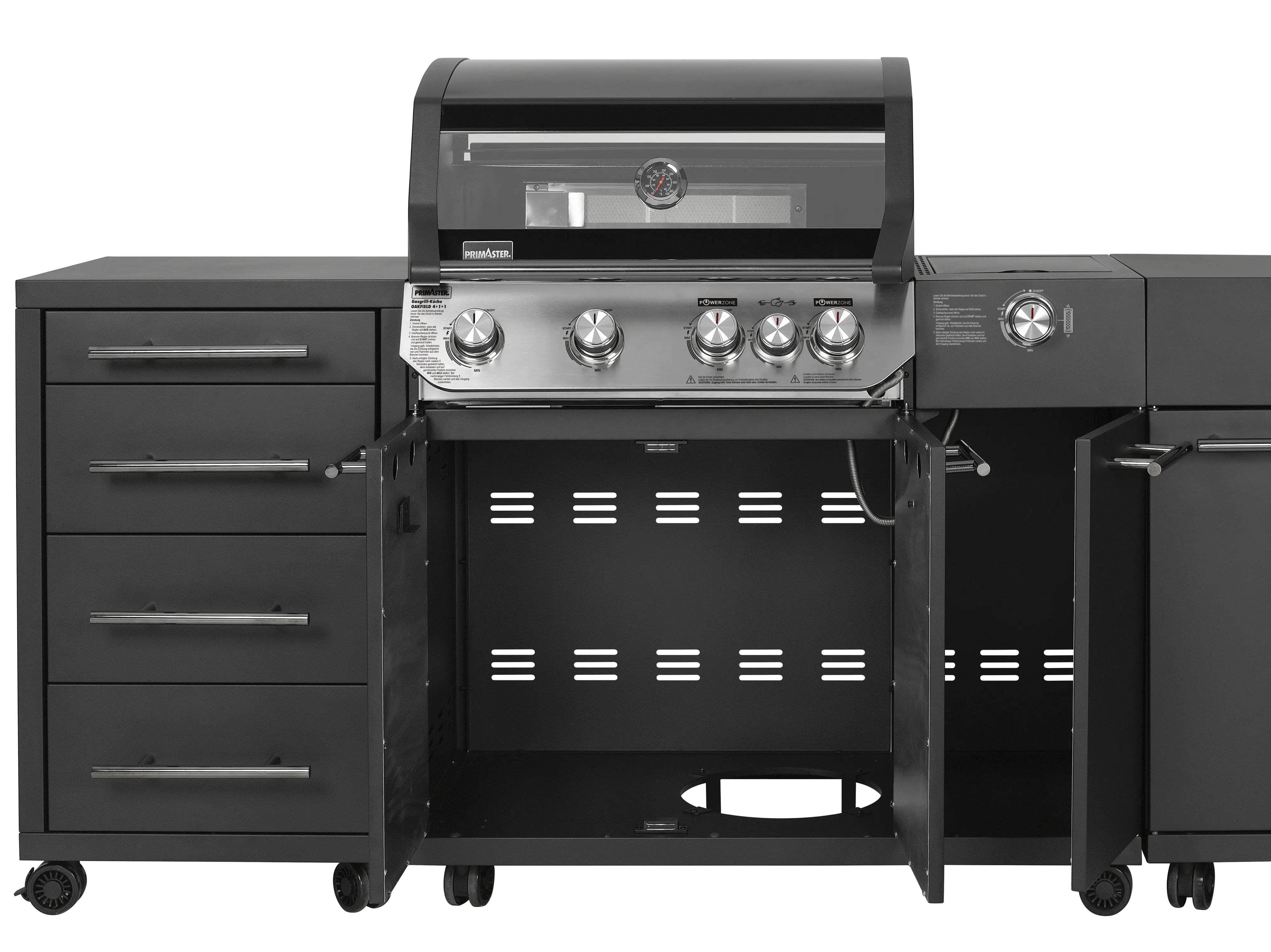 Primaster Outdoorküche Oakfield inkl. Gasgrill + Kühlschrank & Spüle 274 x 122 cm