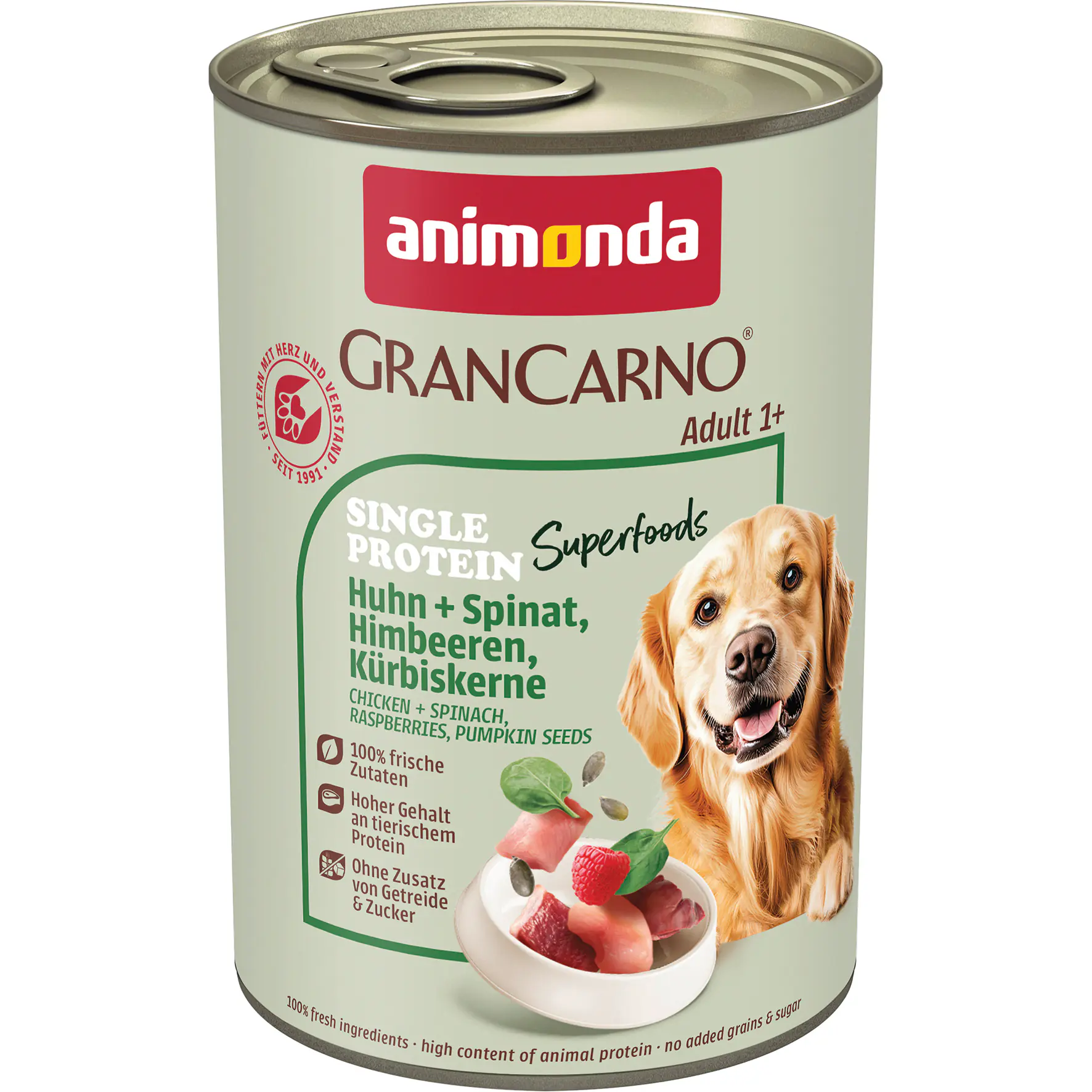 Animonda GranCarno Hundenassfutter Adult Superfoods getreidefrei 400 g Huhn