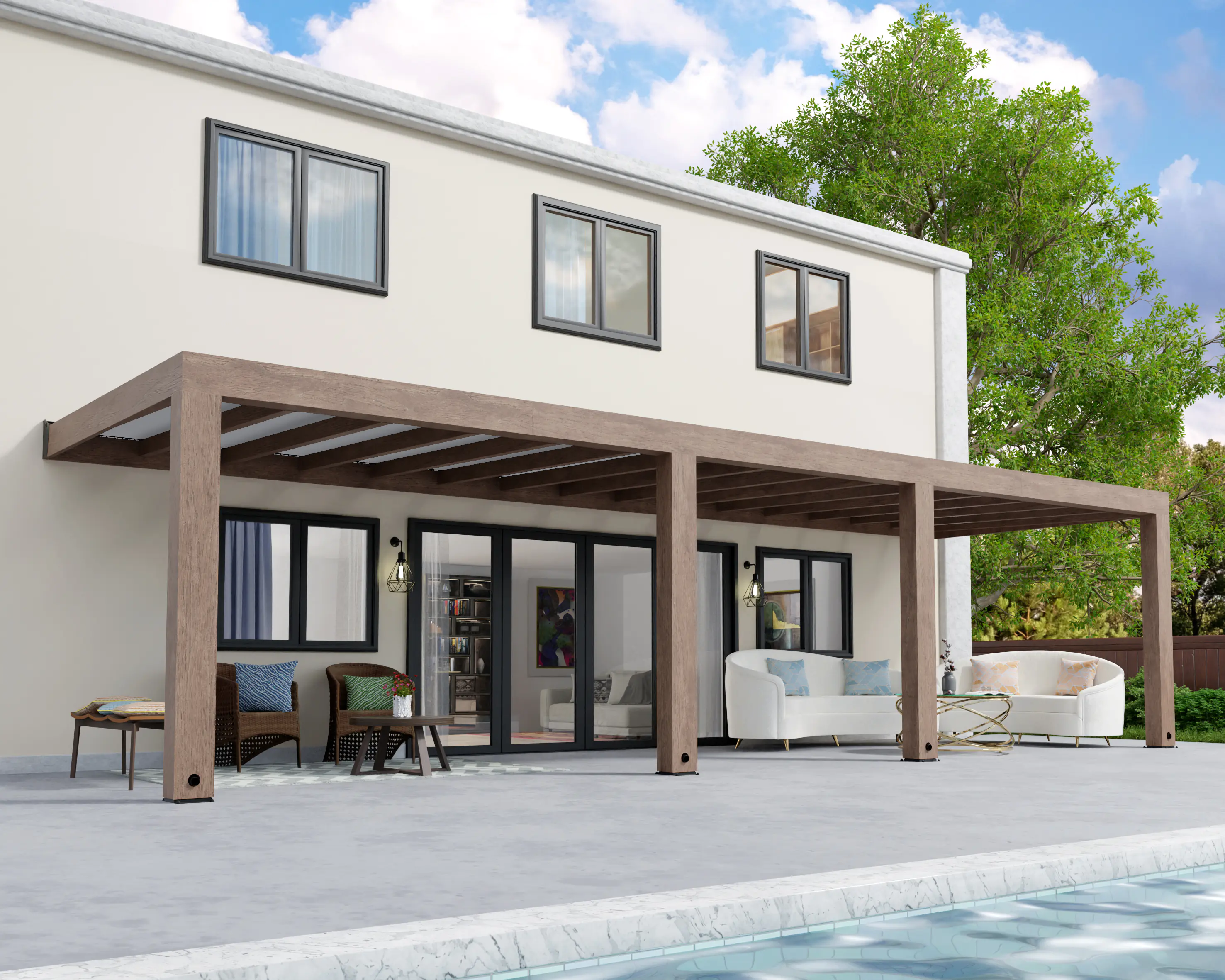 Canopia Terrassenüberdachung Helsinki Holz 925 x 294 cm braun