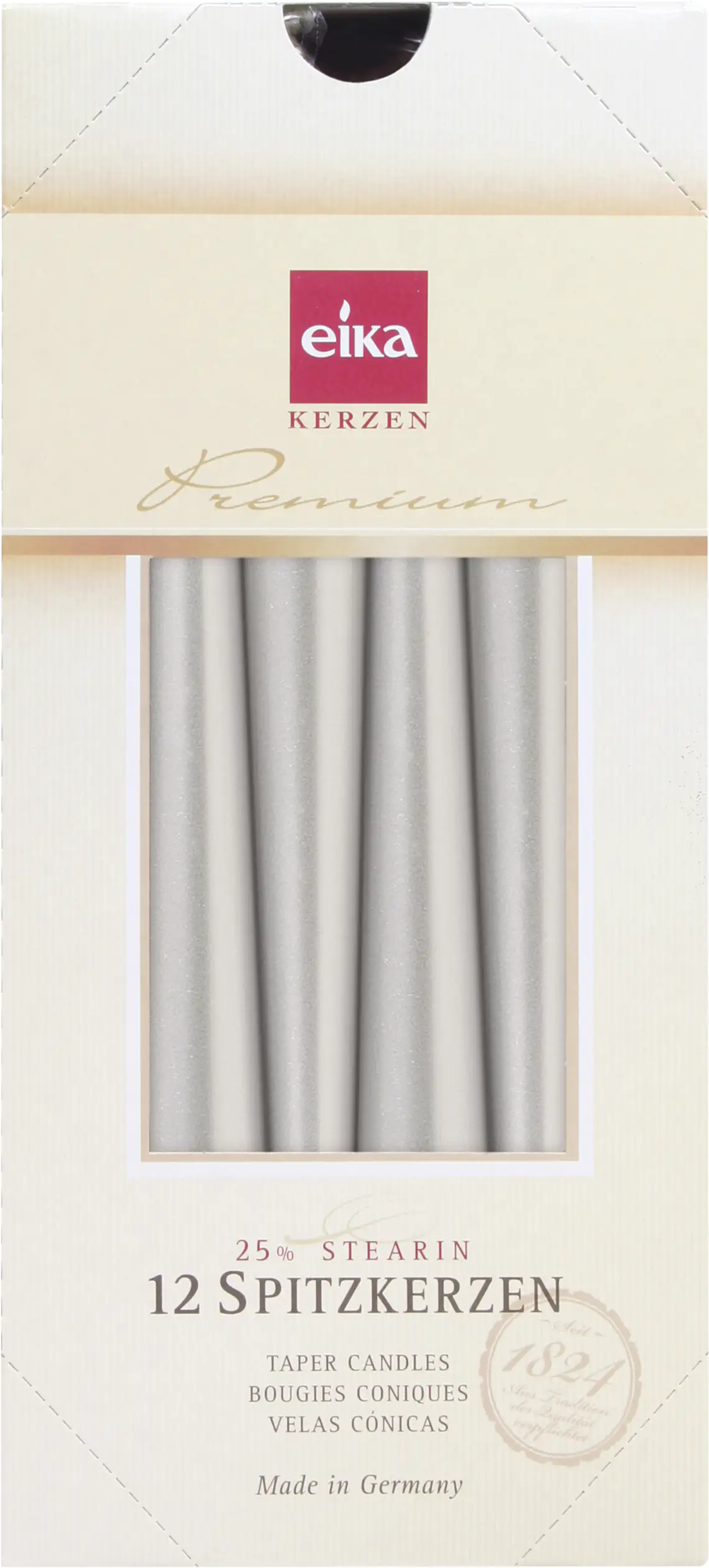 Eika Spitzkerze silber, Höhe 25 cm, Ø 2,5 cm