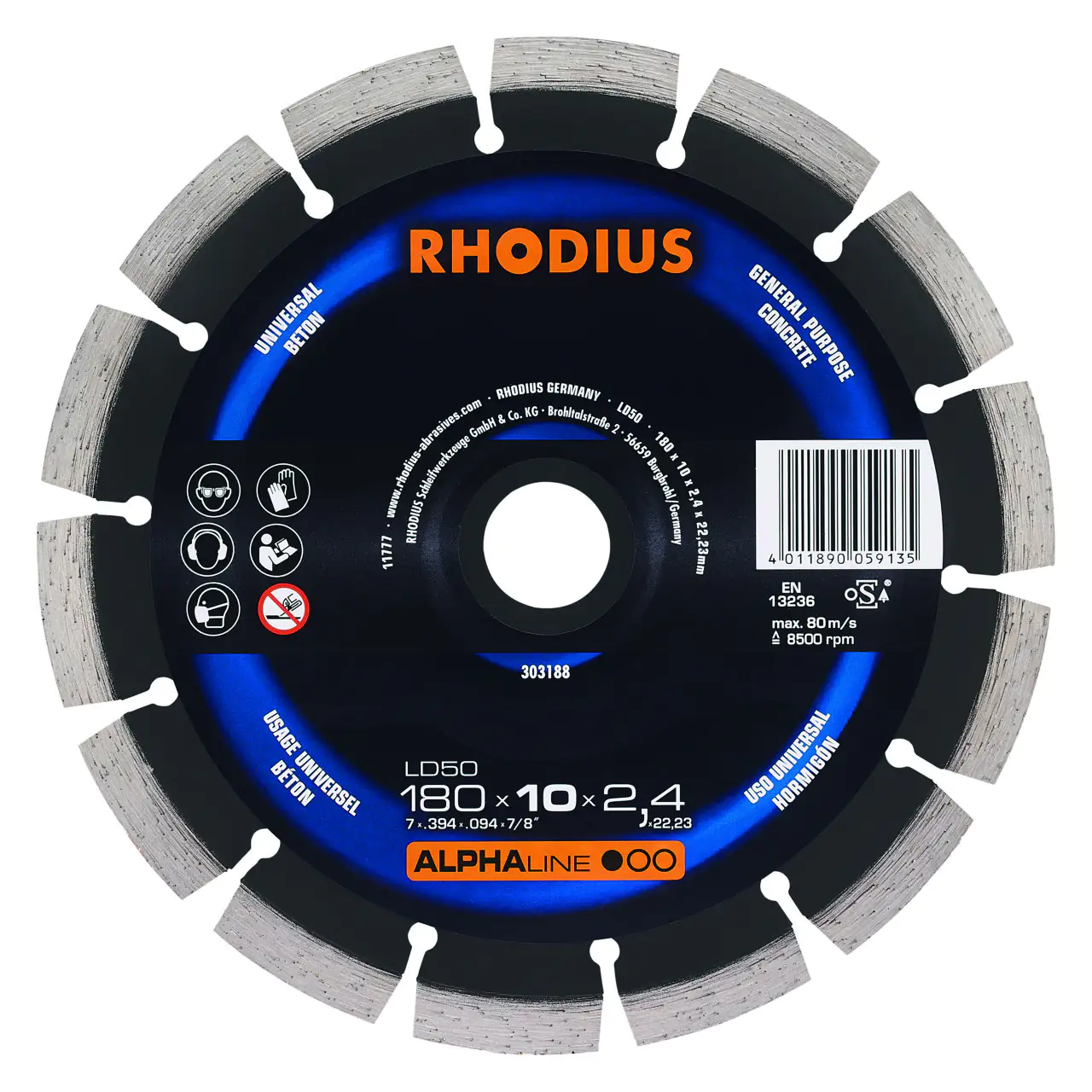 Rhodius Diamanttrennscheibe LD50 Stein Ø 180 mm Bohrung 22,23 mm Rhodius Diamanttrennscheibe LD50 Stein Ø 180 mm Bohrung 22,23 mm