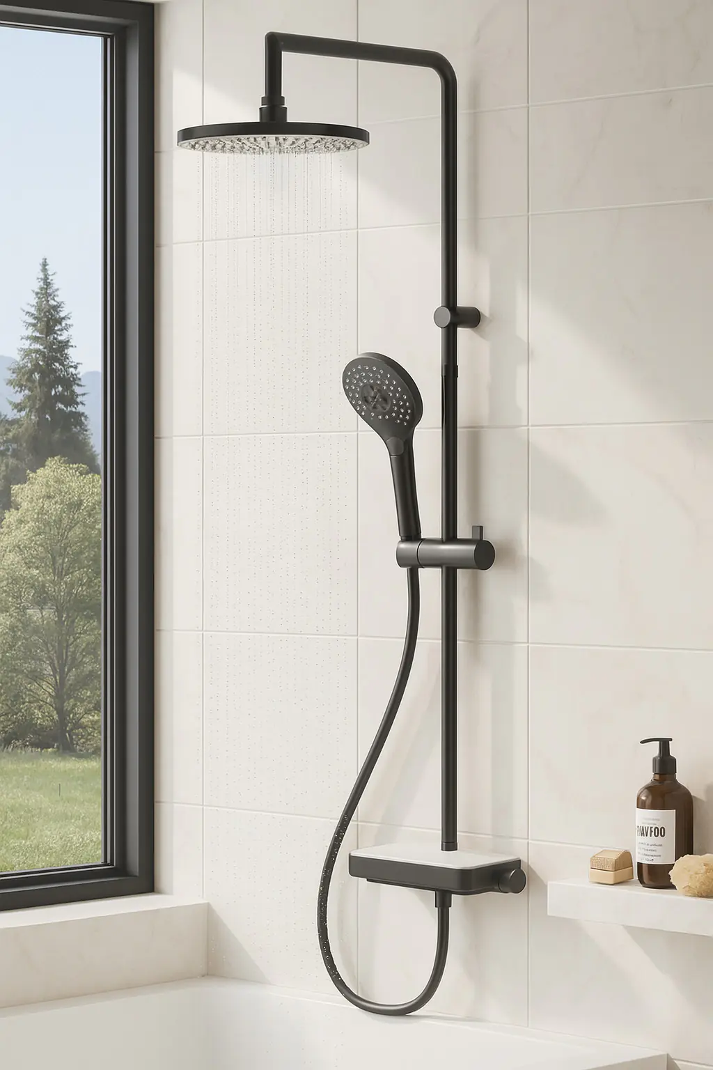 Primaster Duschsystem mit Thermostat Prag new schwarz matt