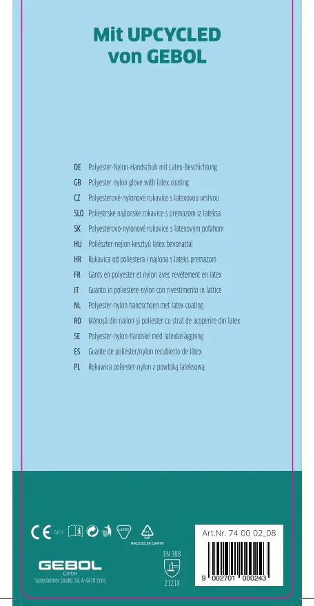 Gebol Handschuh Upcycled Sensitive hellblau  