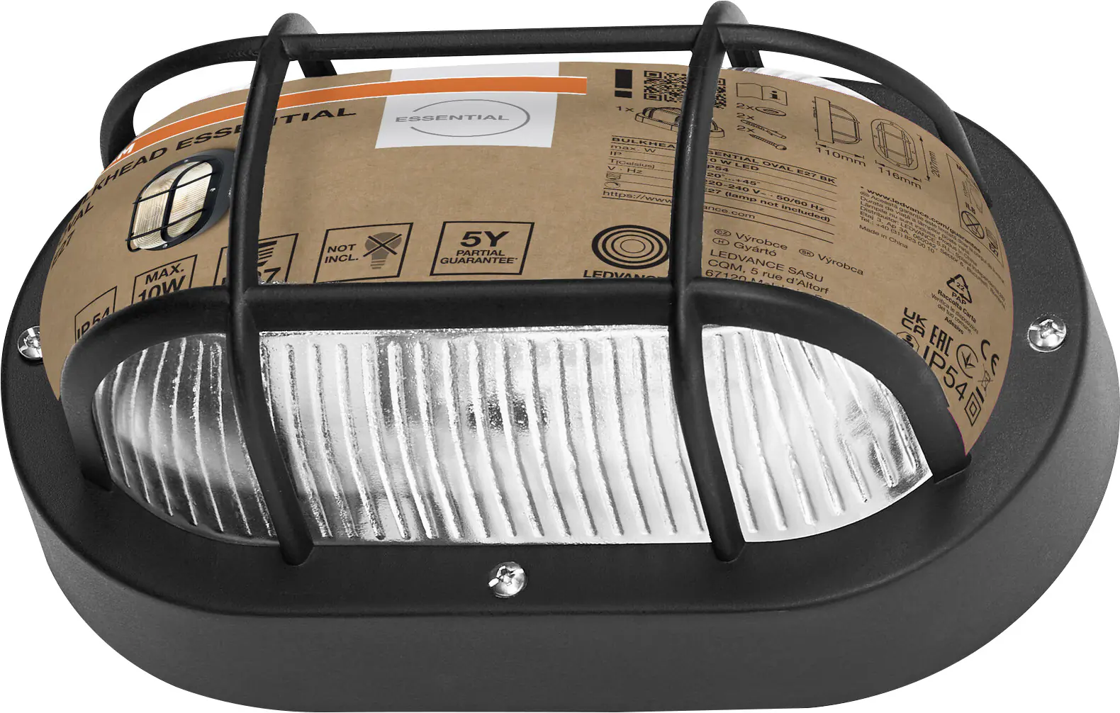 Osram LED Wandleuchte Bulkhead Essential Oval E27 schwarz