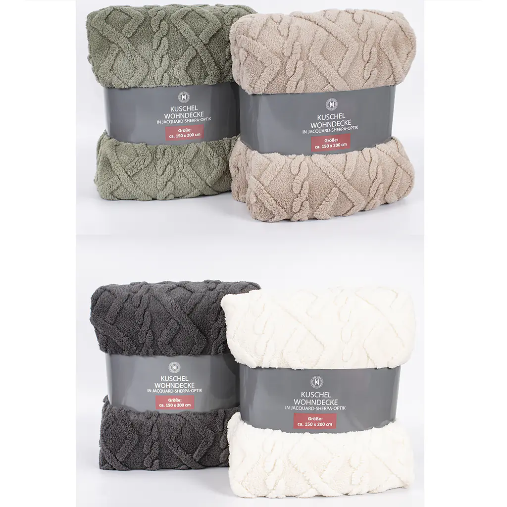 Fleecedecke Jacquard Sherpa 150 x 200 cm 4-fach sortiert