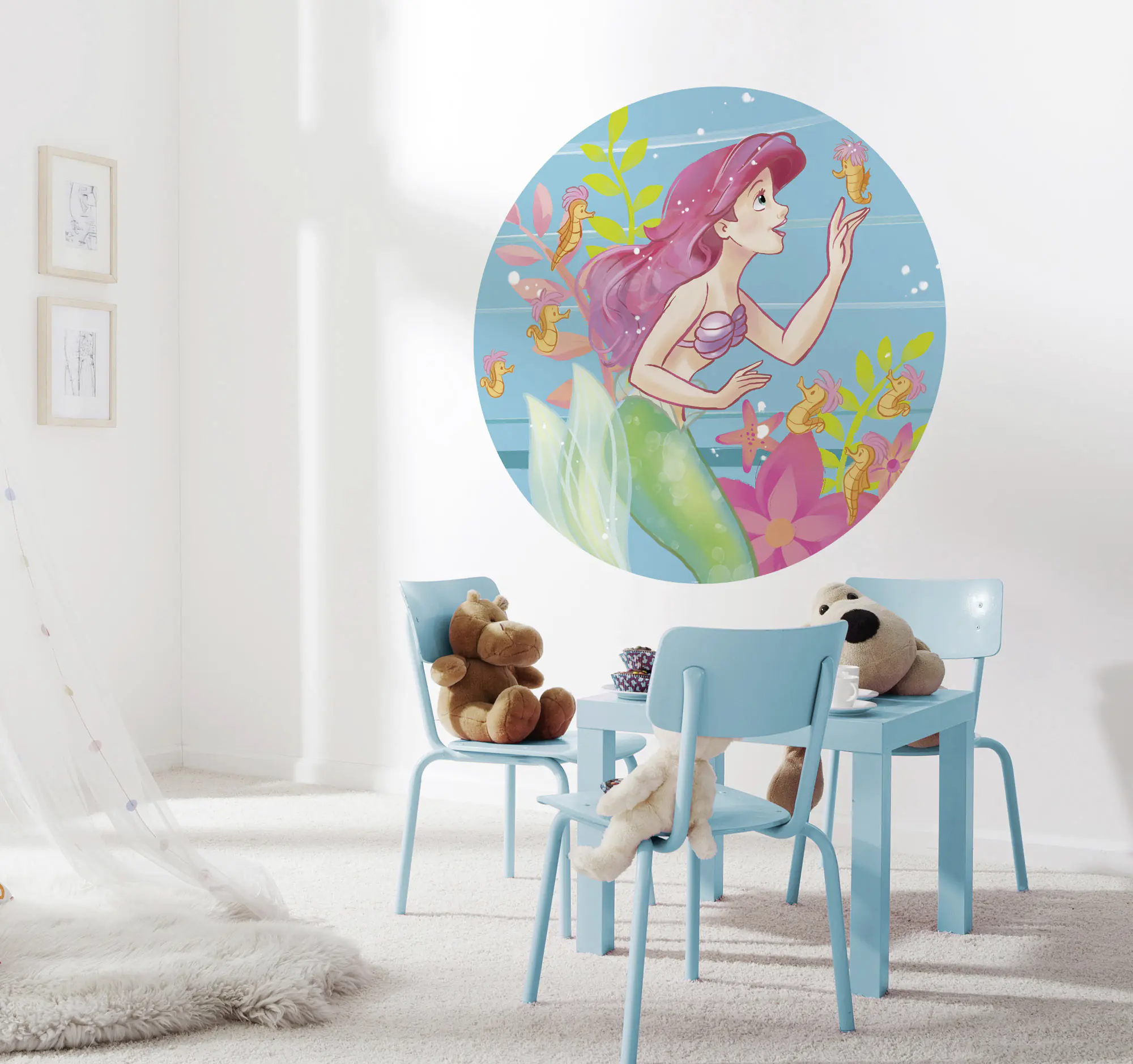 Komar Vlies Fototapete Dot Ariel Seahorses Ø 128 cm, selbstklebend