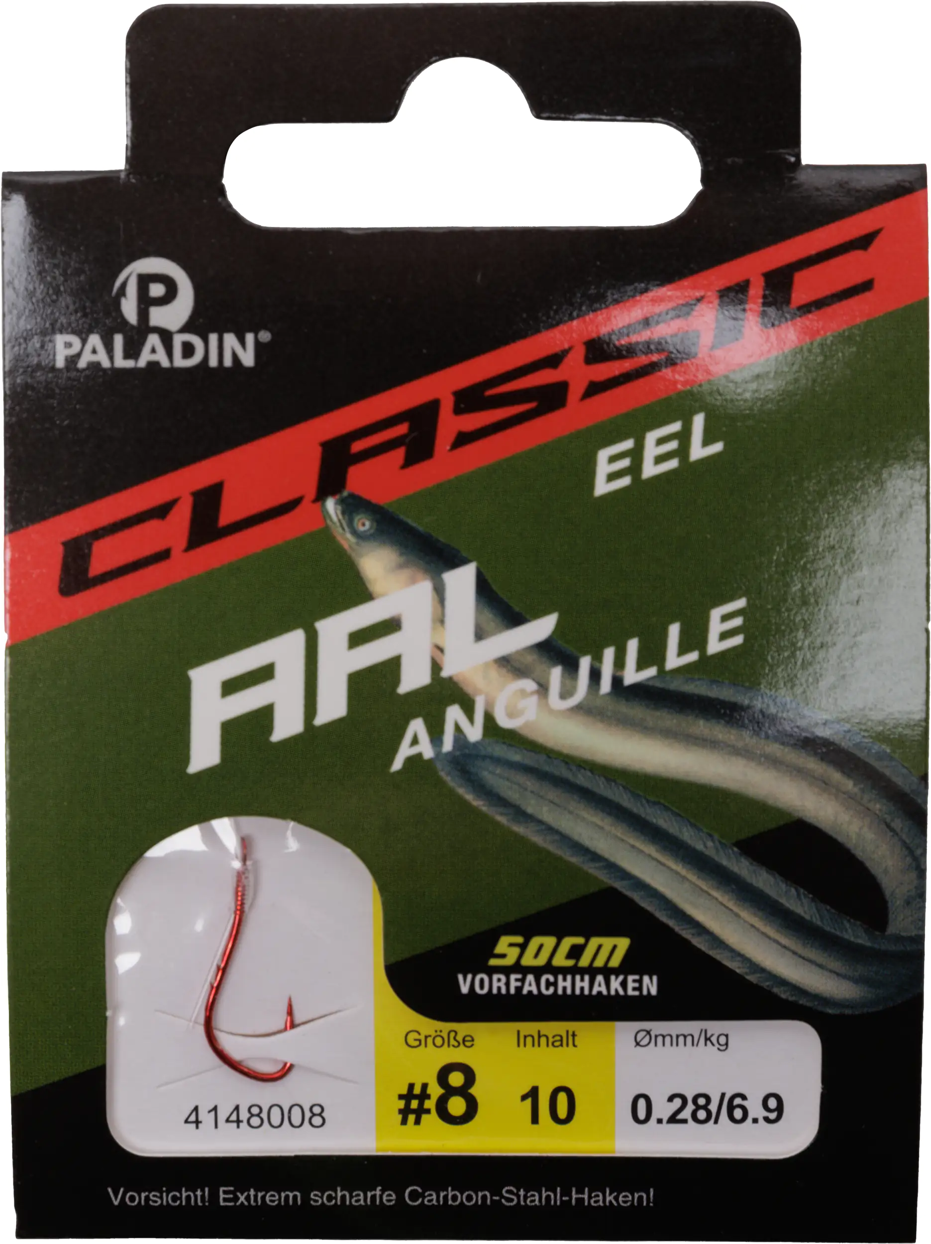 Paladin Aalhaken gebunden Größe 8 50 cm 10 Stück rot