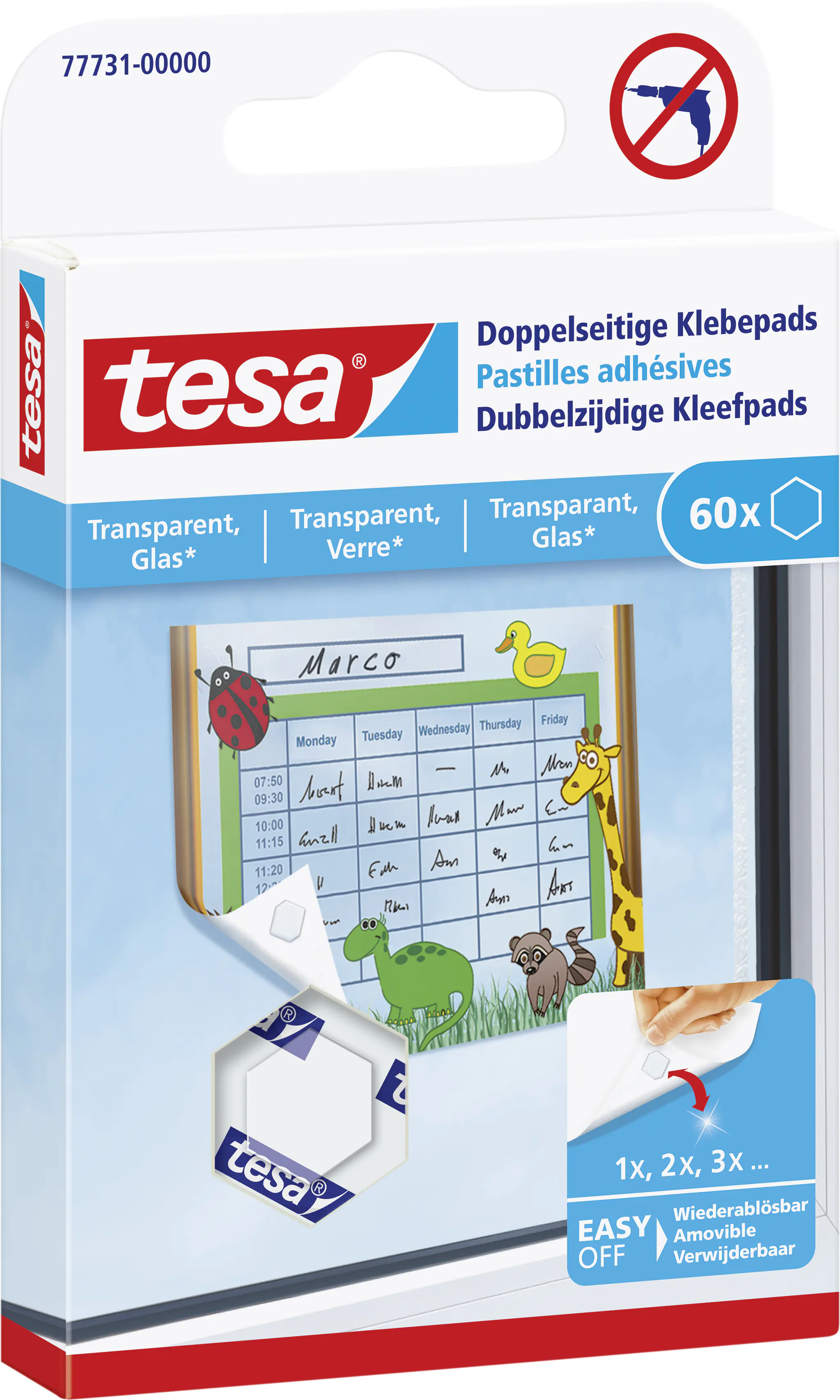 tesa Klebepads doppelseitig, transparent, 60 Stück