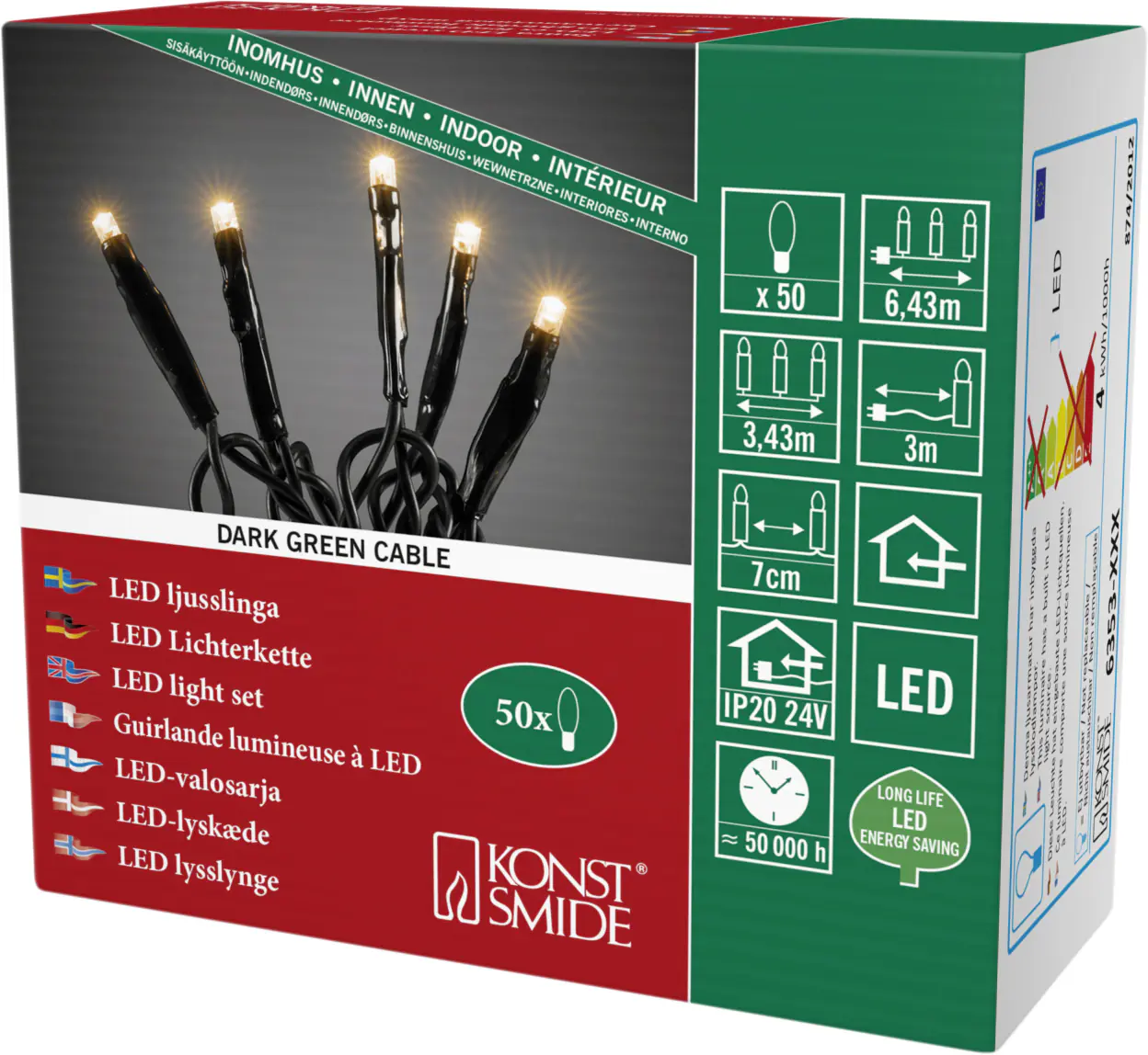 Konstsmide LED Microlichterkette 50 LED 50 LED, bernstein