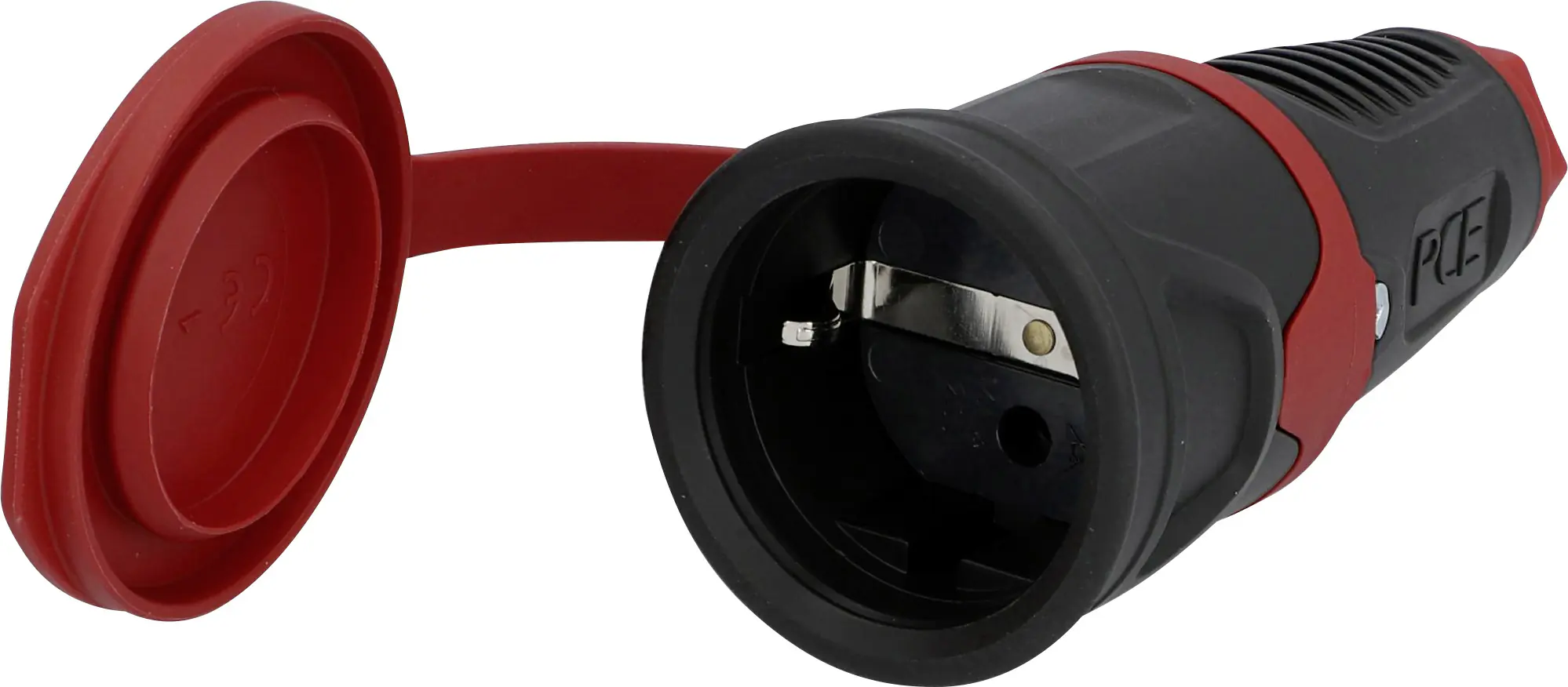 Schutzkontakt-Kupplung Vollgummi IP44 Deckel schwarz