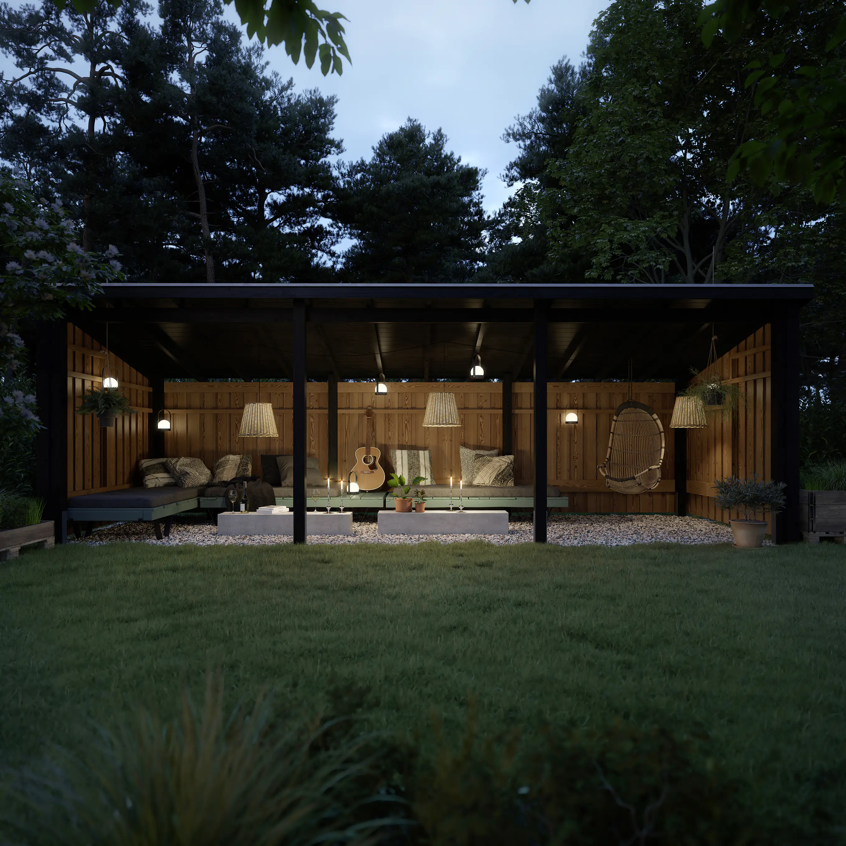 Plus Gartenhaus Nordic Multi 619 x 208 cm natur offen