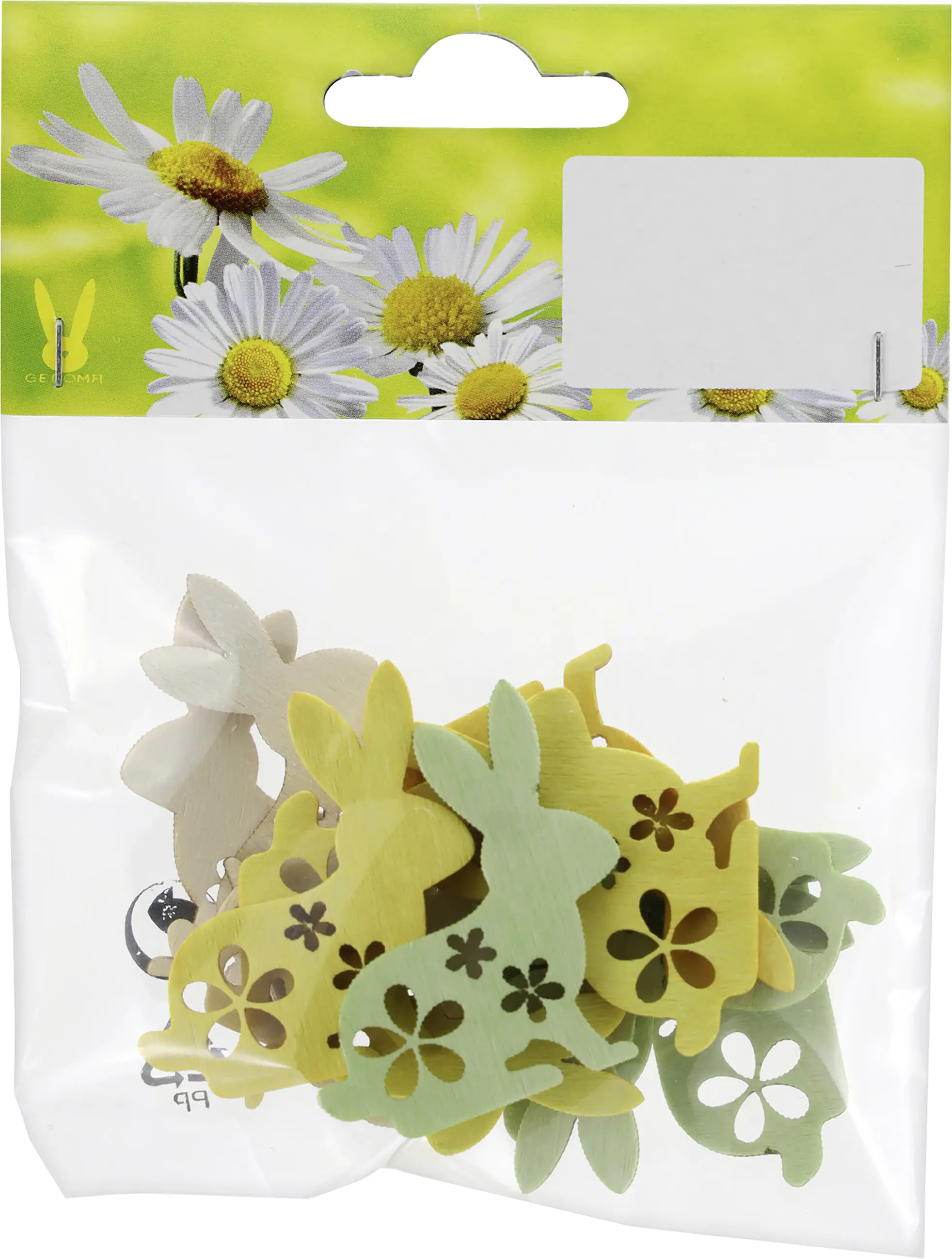 Streudeko Hasen Holz 4 x 3,5 cm 12 Stück bunt 