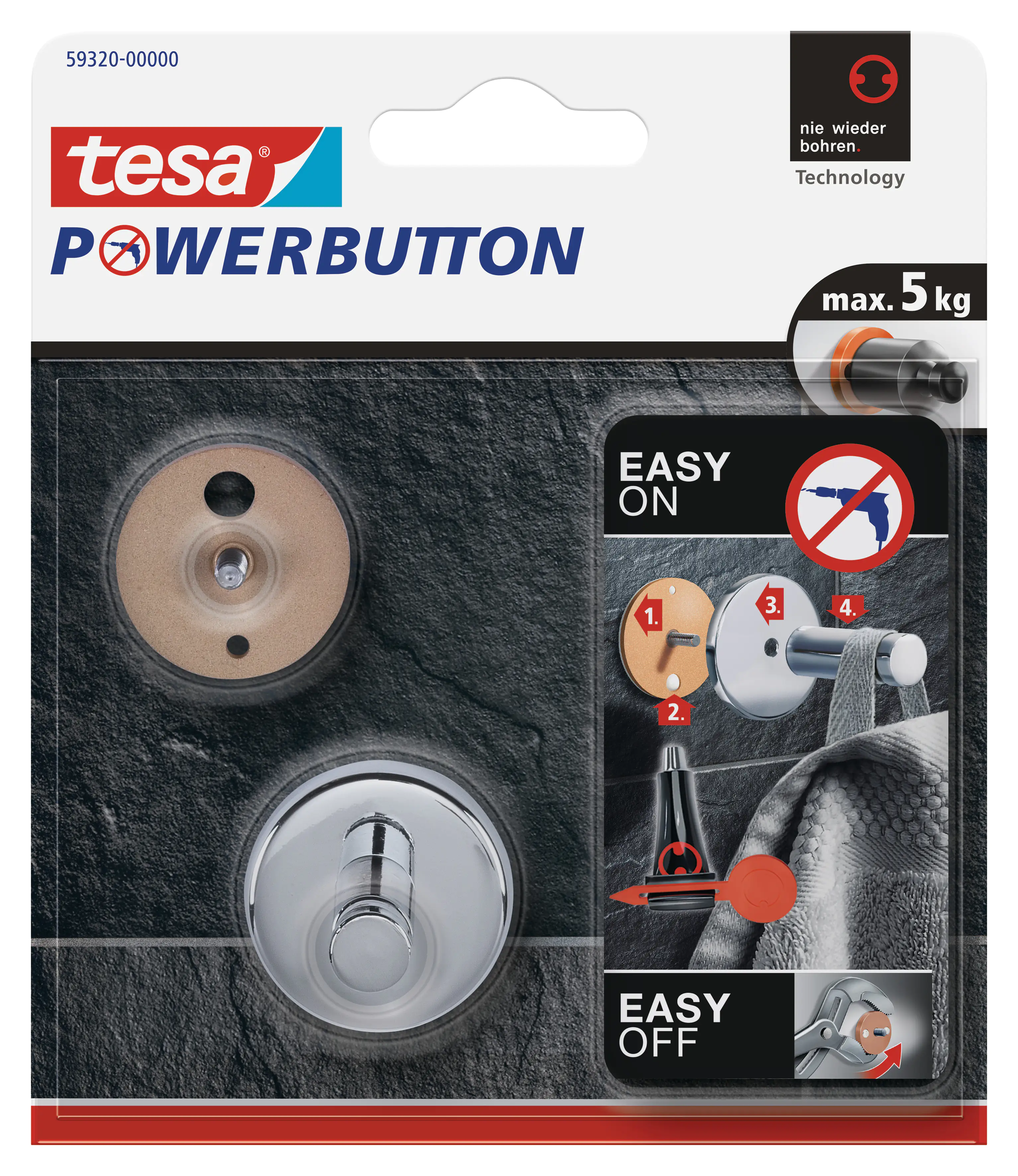 4042448407412 tesa Powerbutton Haken Small Universal chrom