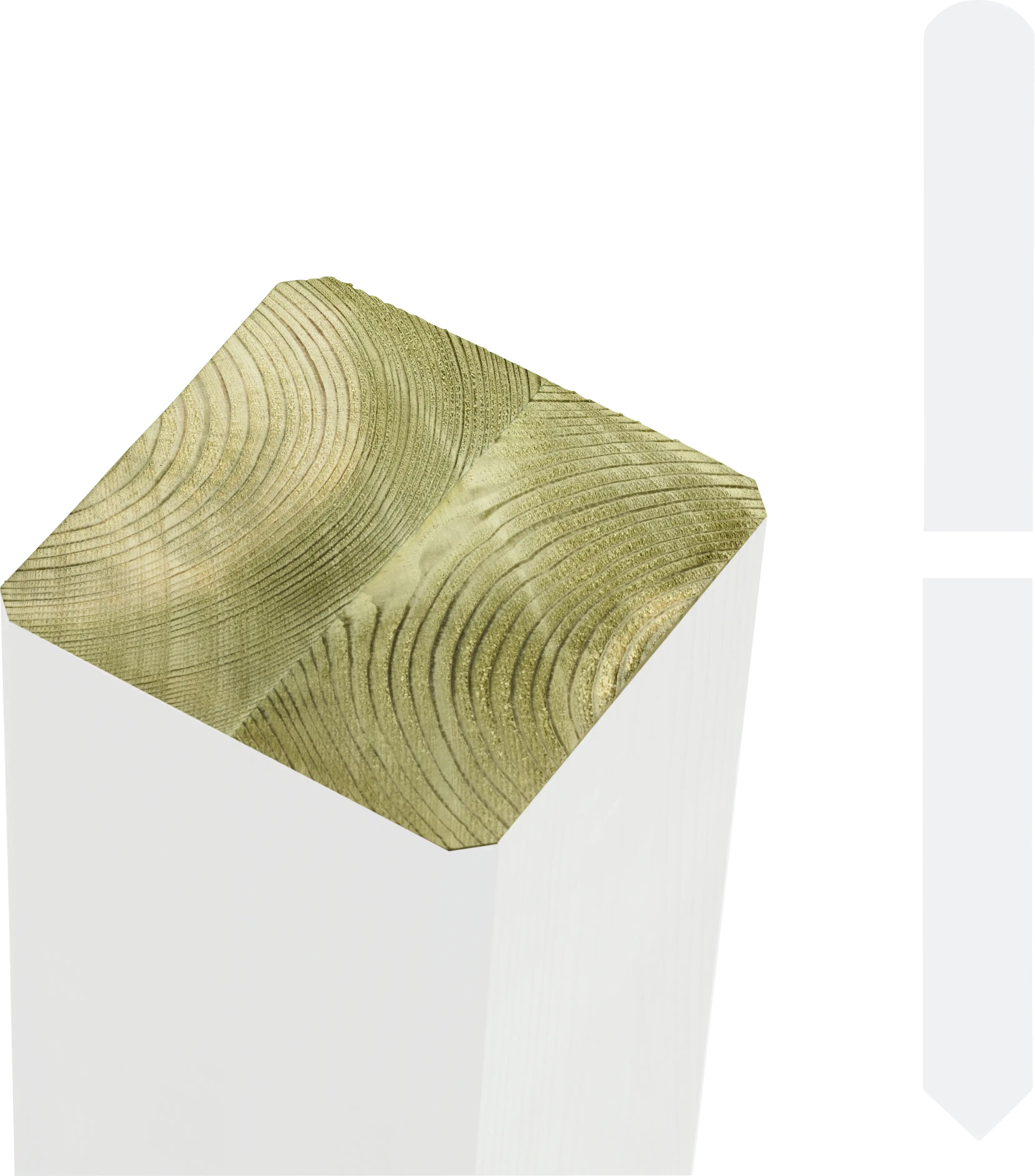 Plus Leimholzpfosten 160 cm, 90 x 90 mm, weiß, Kopf gespitzt