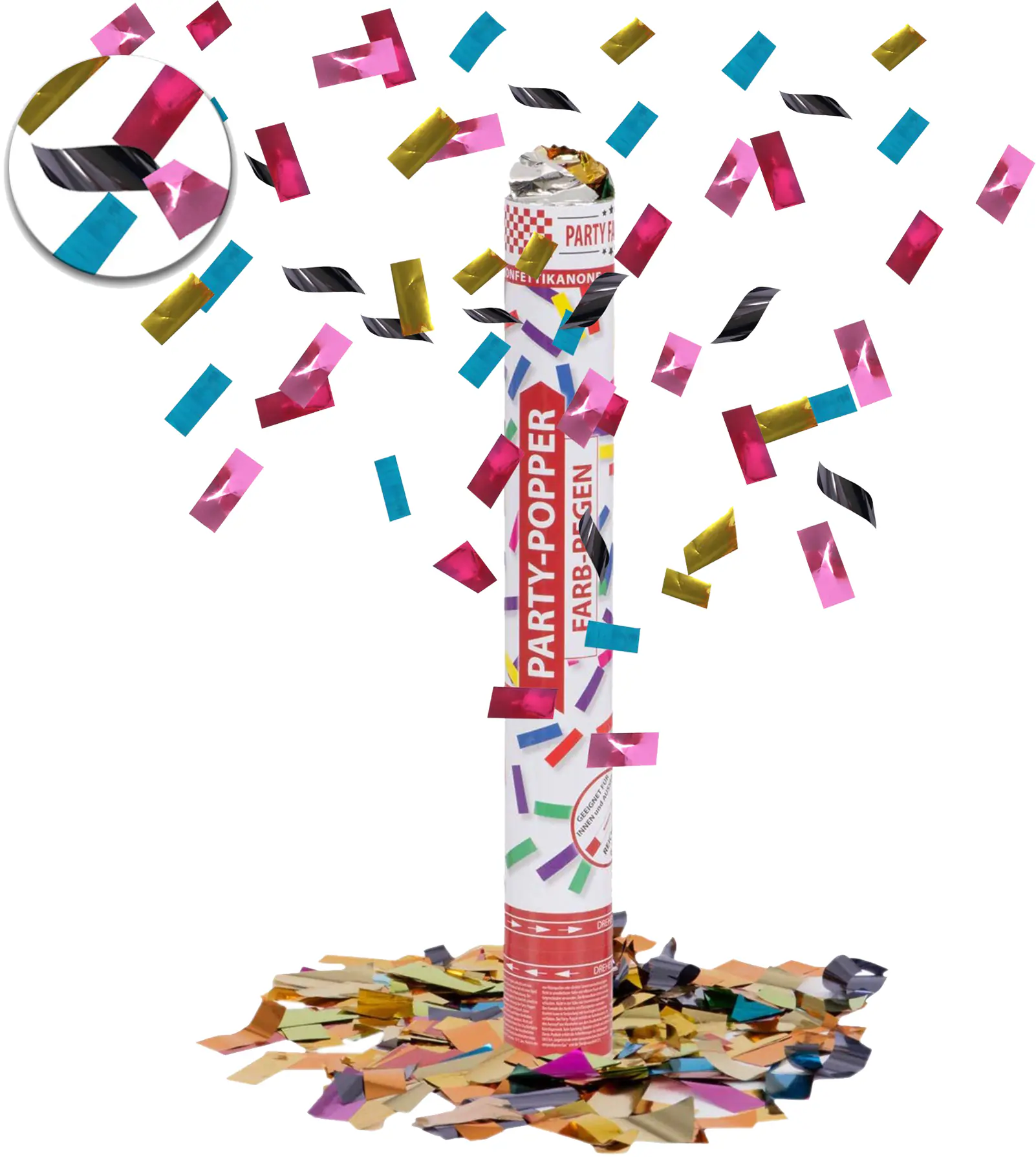 Konfettikanone Party Popper Bunter Farbregen - 1 Stück