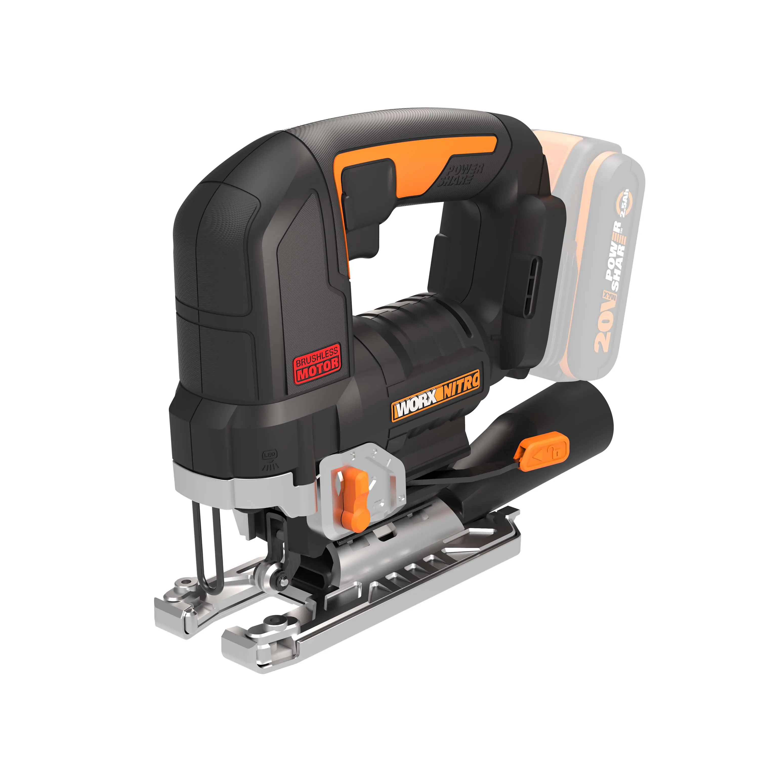 Worx Nitro Akku-Pendelhub-Stichsäge WX542.9 20 V Solo Worx Nitro Akku-Pendelhub-Stichsäge WX542.9 20 V Solo