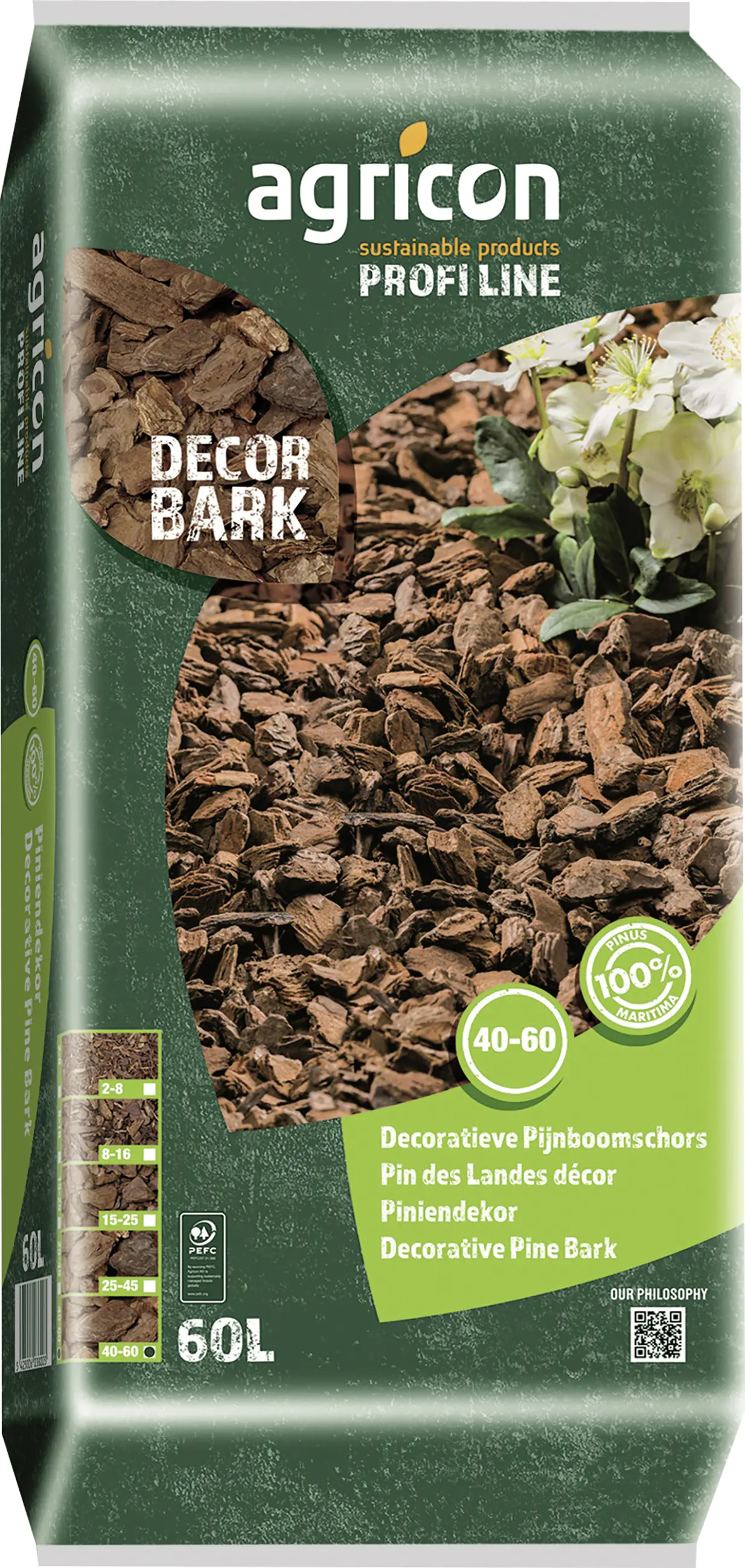 Agricon Pinienrinde Excellent 40 - 60 mm Körnung 60 L  Agricon Pinienrinde Excellent 40 - 60 mm Körnung 60 L