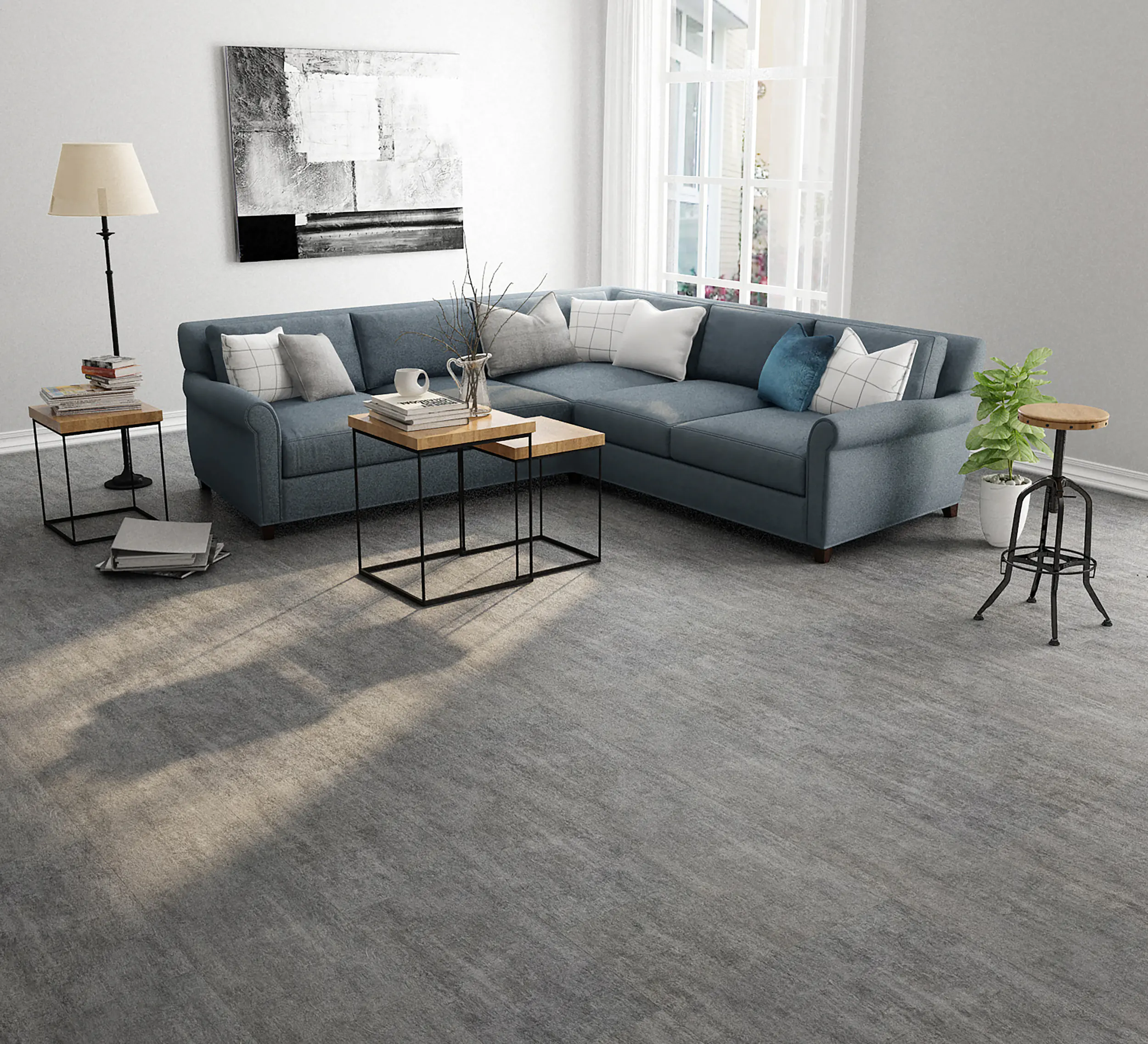 TrendLine Vinylboden Fliese mit Trittschalldämmung Betonoptik grau