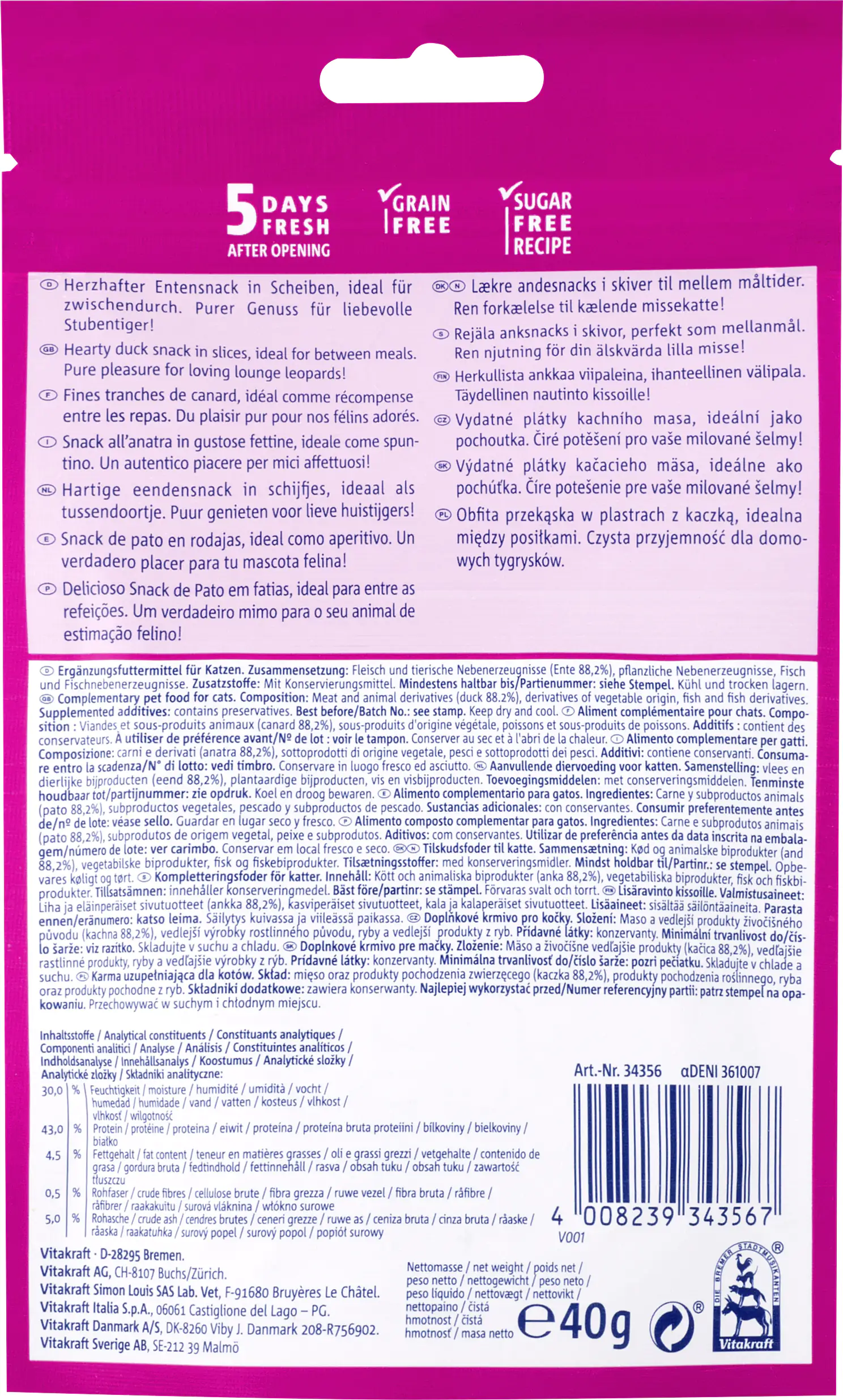 Vitakraft Mininos Entensnack 40 g