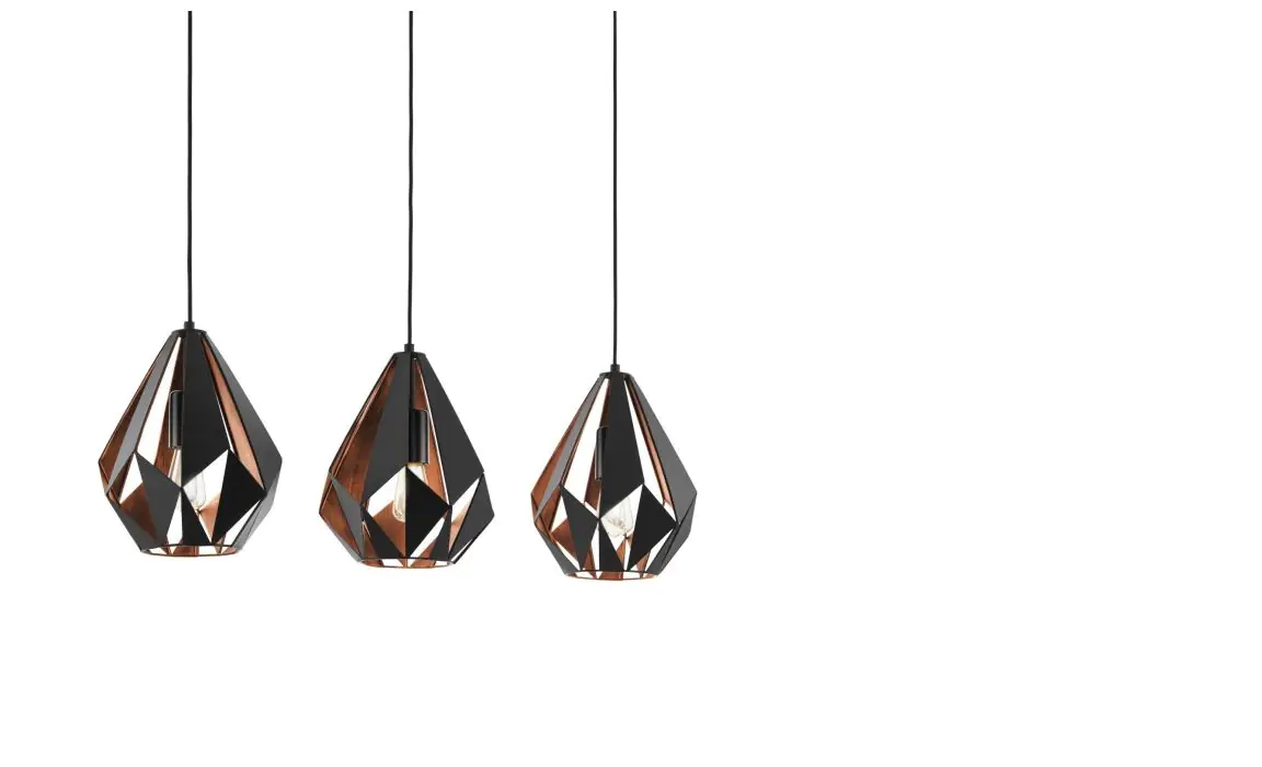 Eglo 3er Pendelleuchte Carlton 1 schwarz-kupfer 80,5 x 20,5 cm E27