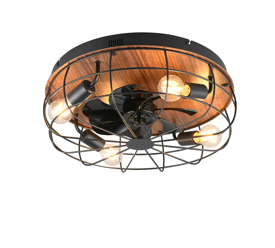 Trio Deckenleuchte Trondheim mit Ventilator Ø 50 x 21,5 cm braun/schwarz matt