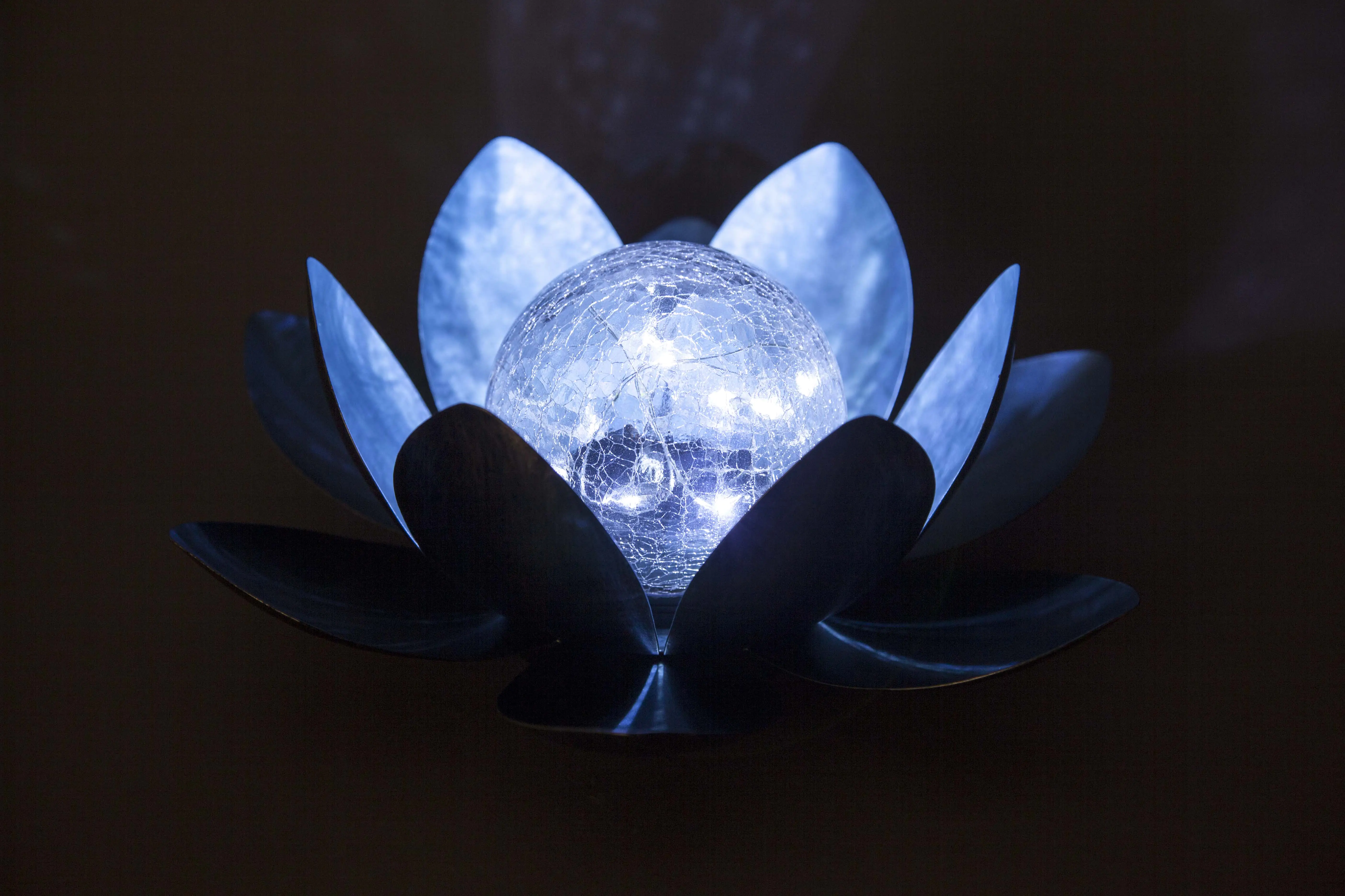 TrendLine LED Solarleuchte Seerose silber mit Glaskugel