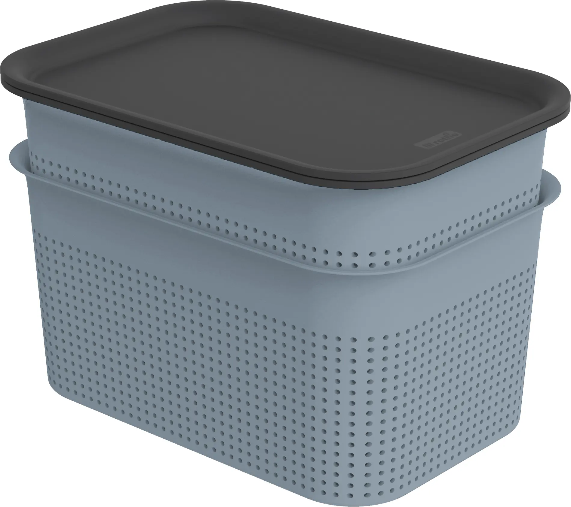 Rotho Aufbewahrungsbox Brisen mit Deckel 26,5 x 18,5 cm 4,5 L misty blau 2er Set