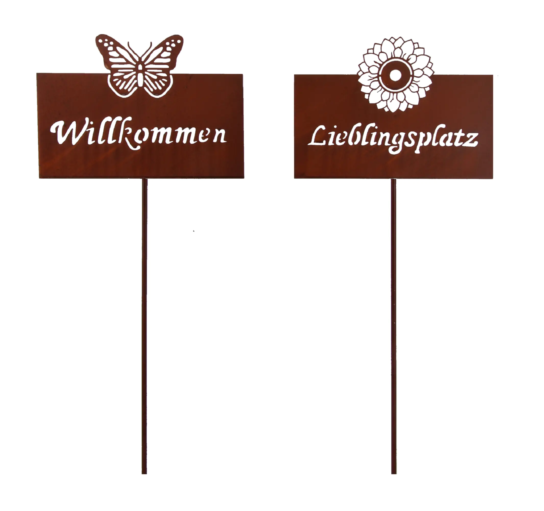 TrendLine Gartenstecker Metall Willkommen/Lieblingsplatz 115 cm rusty