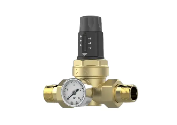 Aqmos Druckminderer für Hauswasserinstallation mit Manometer voreinstellbar 19,05 mm (3/4")