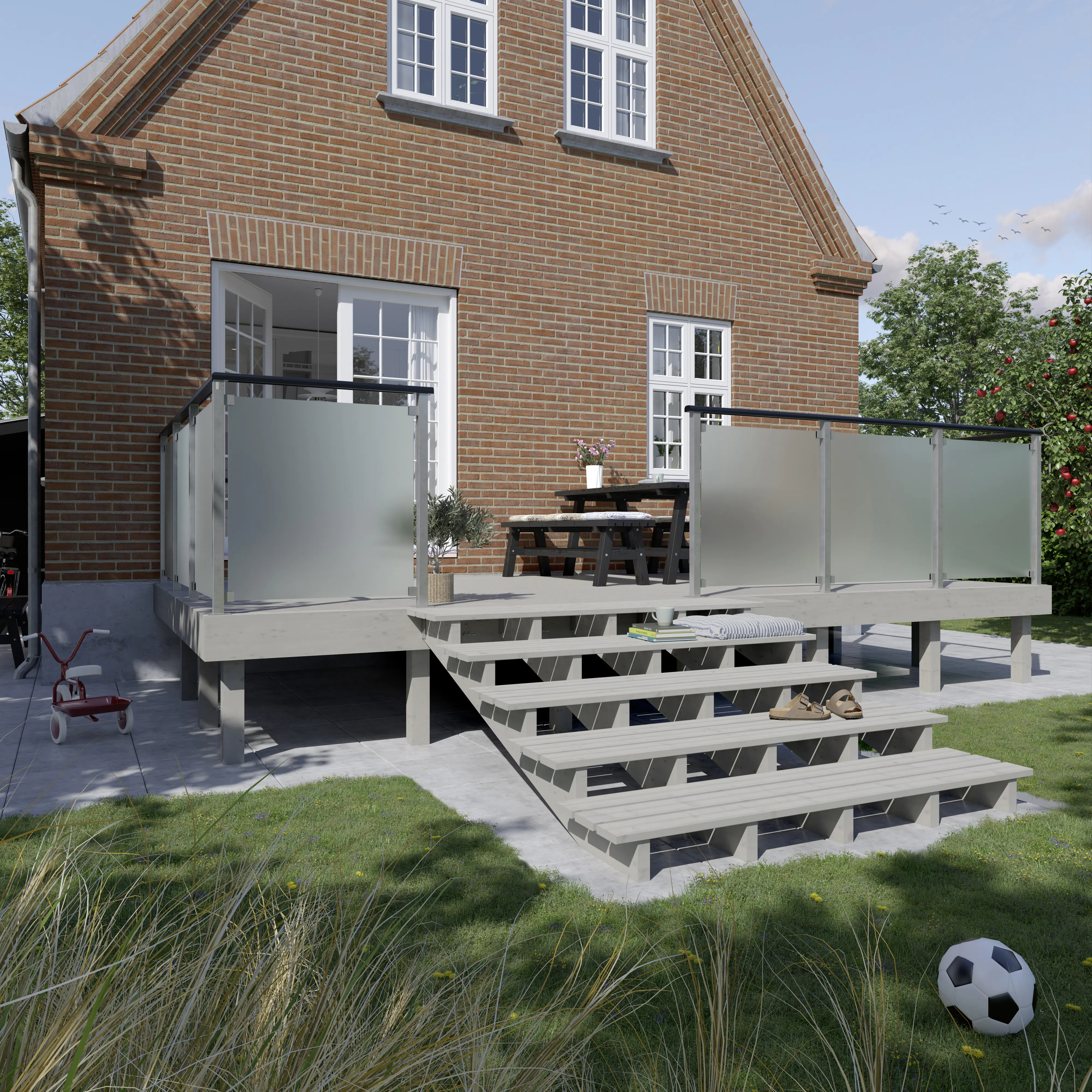 Plus Außentreppe Kiefer 5 Stufen 180 cm breit Schritttiefe 39 cm