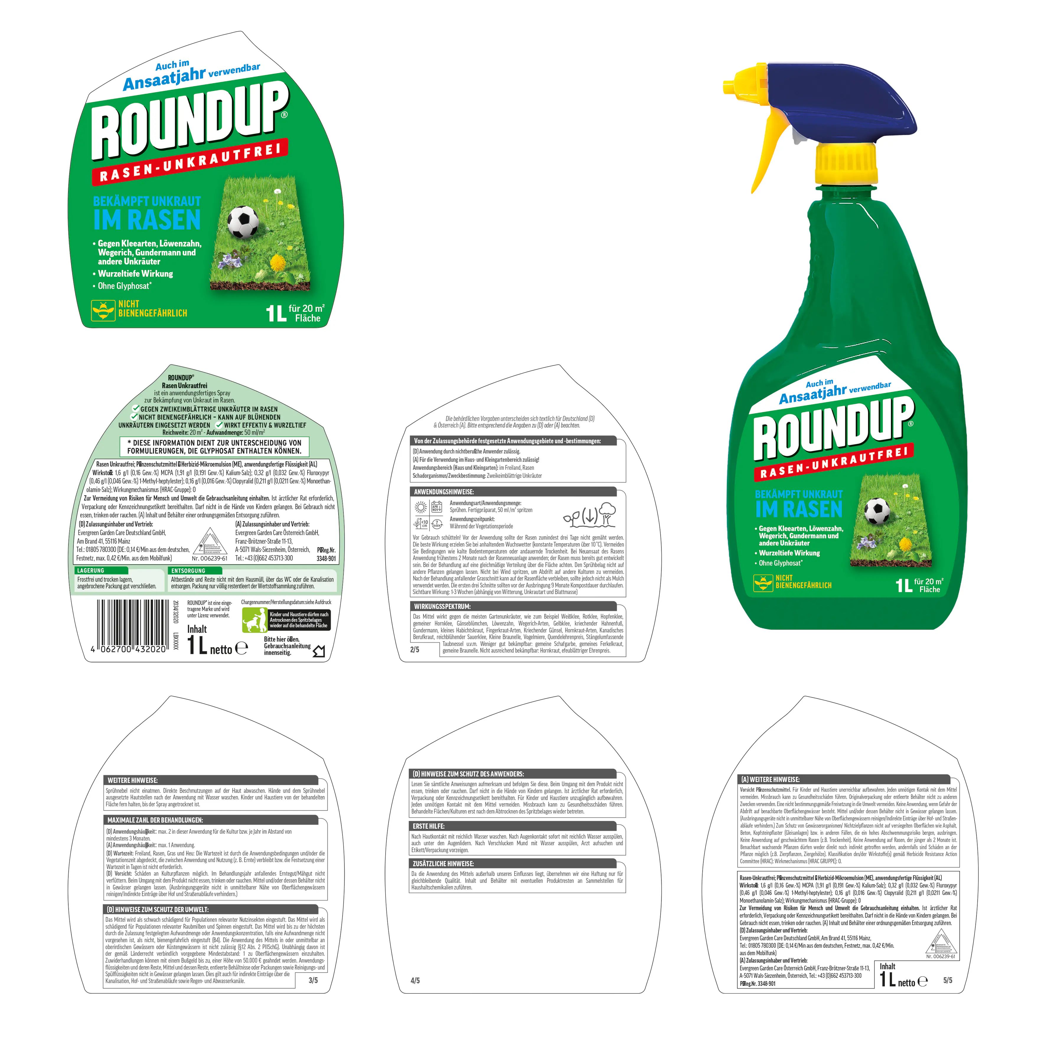 Roundup Rasen-Unkrautfrei AF 1 L im Ansaatjahr verwendbar Roundup Rasen-Unkrautfrei AF 1 L im Ansaatjahr verwendbar