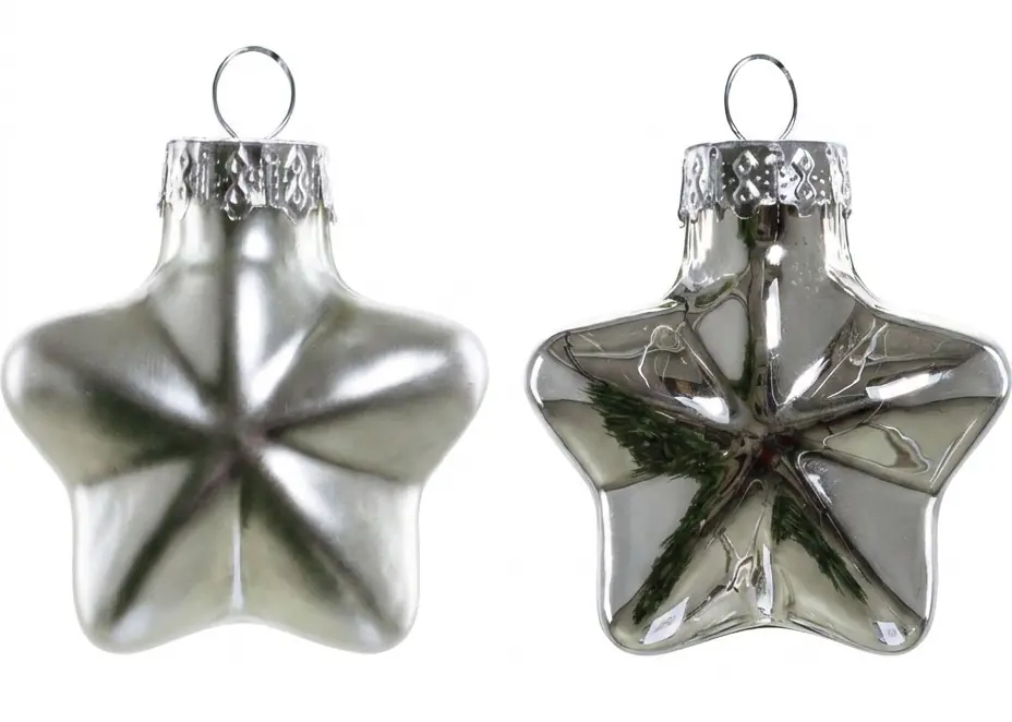 TrendLine Weihnachtskugeln Glas-Sterne 4 cm silber 12 Stück