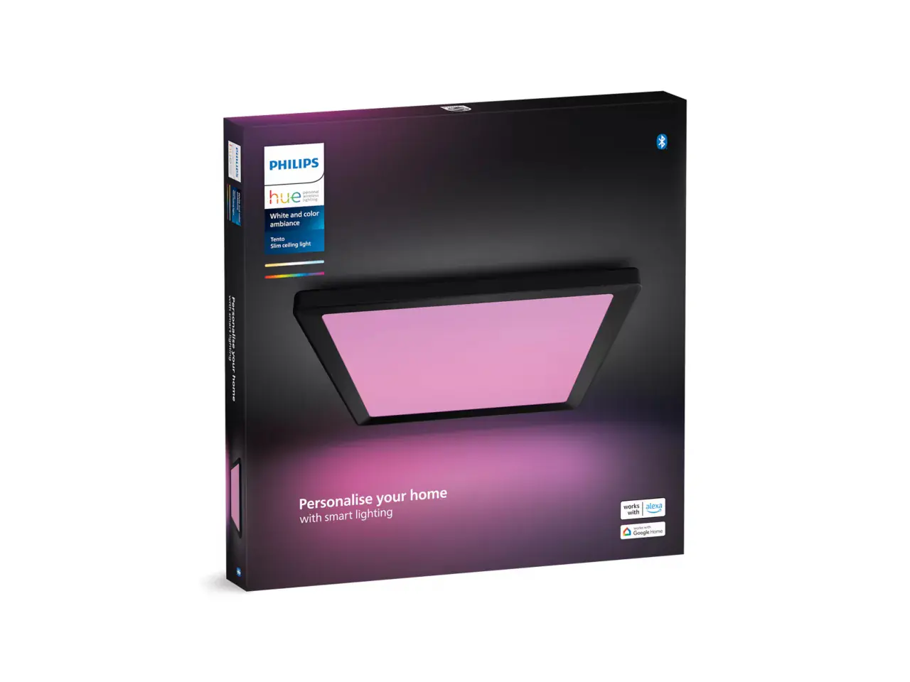 Philips Hue LED Deckenleuchte Tento + Wandschalter eckig schwarz 39,5 x 39,5 cm RGB