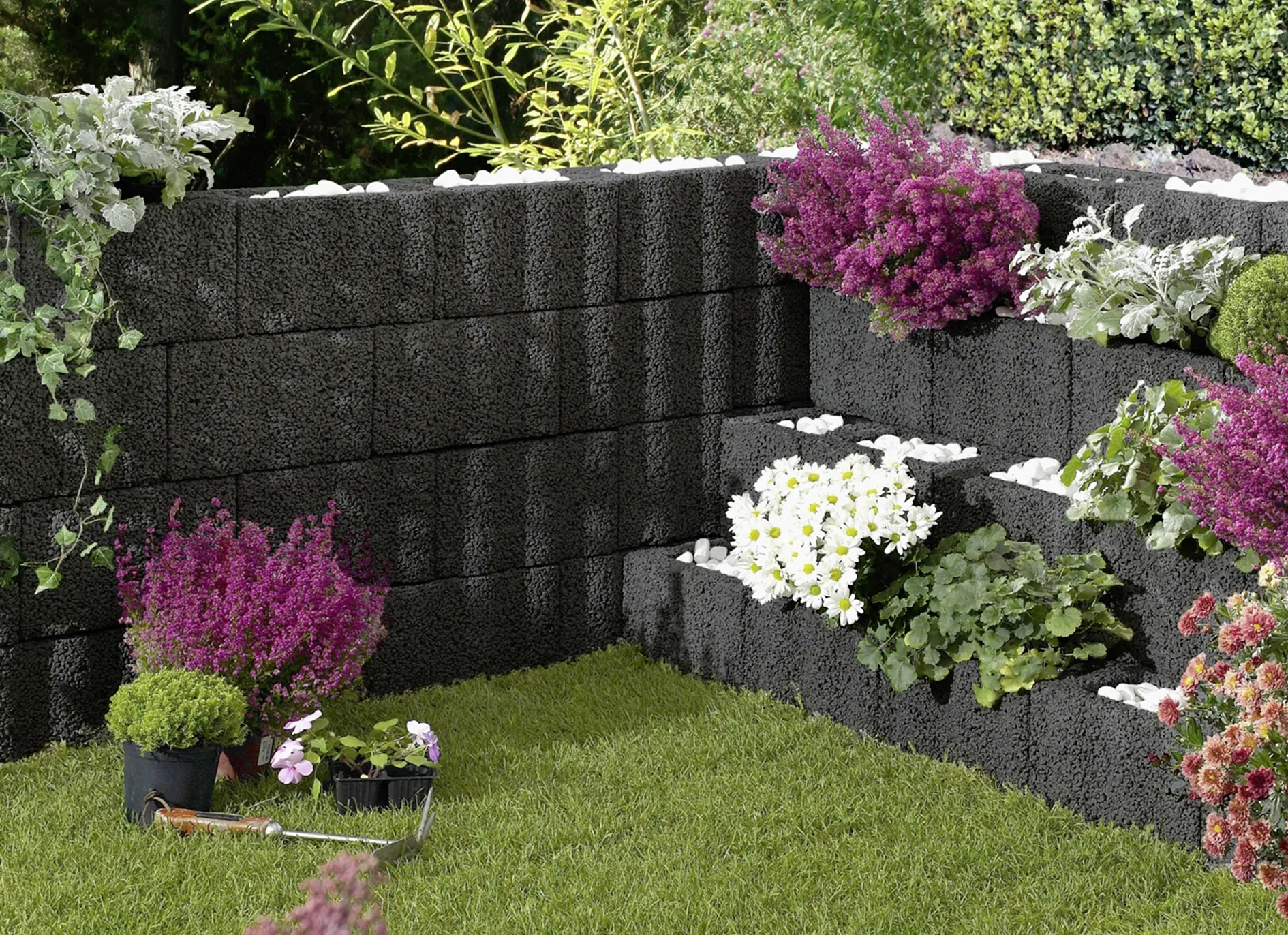 Kann Pflanzstein Wellino 30 x 20 x 20 cm anthrazit