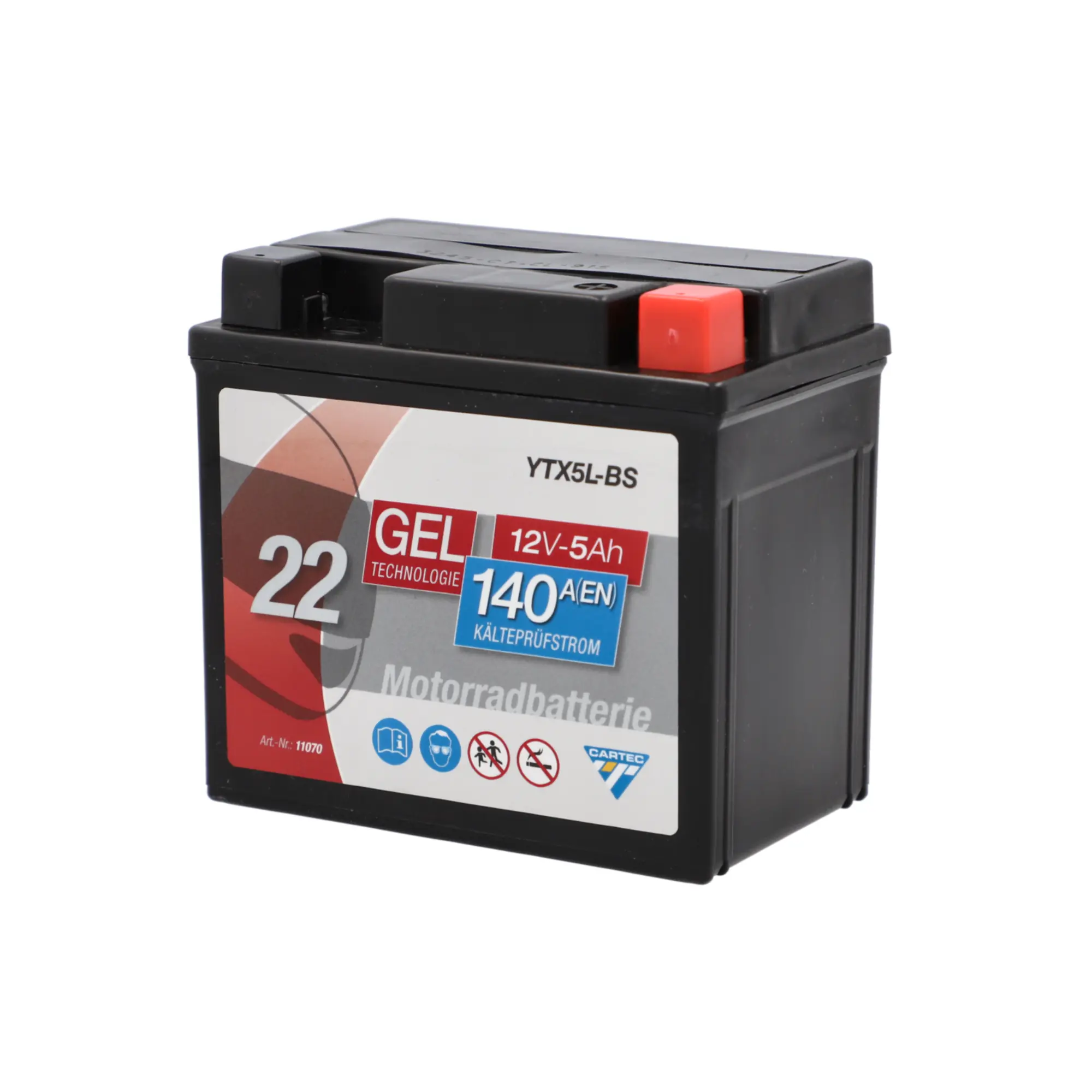Cartec Gel Motorradbatterie YTX5L-BS 5Ah 140A
