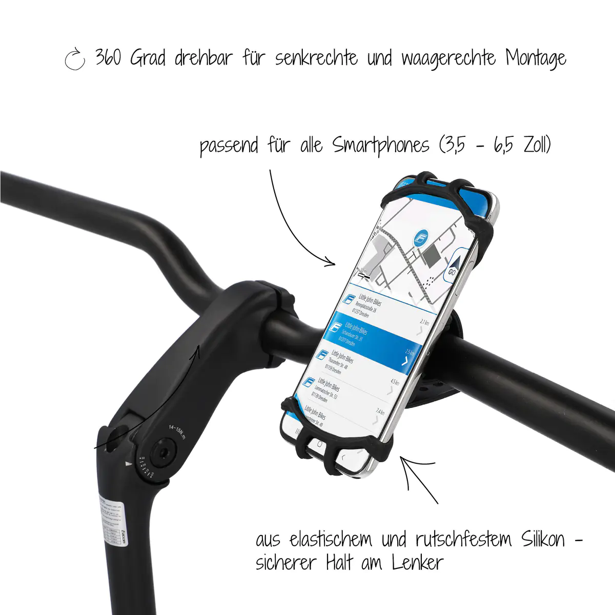 Fischer Smartphonehalter für Fahrrad Silikon 360° L/XL