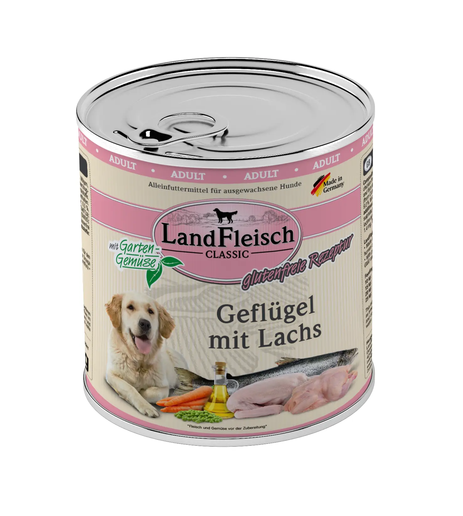 Landfleisch Classic Hundenassfutter Adult glutenfrei 800 g Geflügel mit Lachs