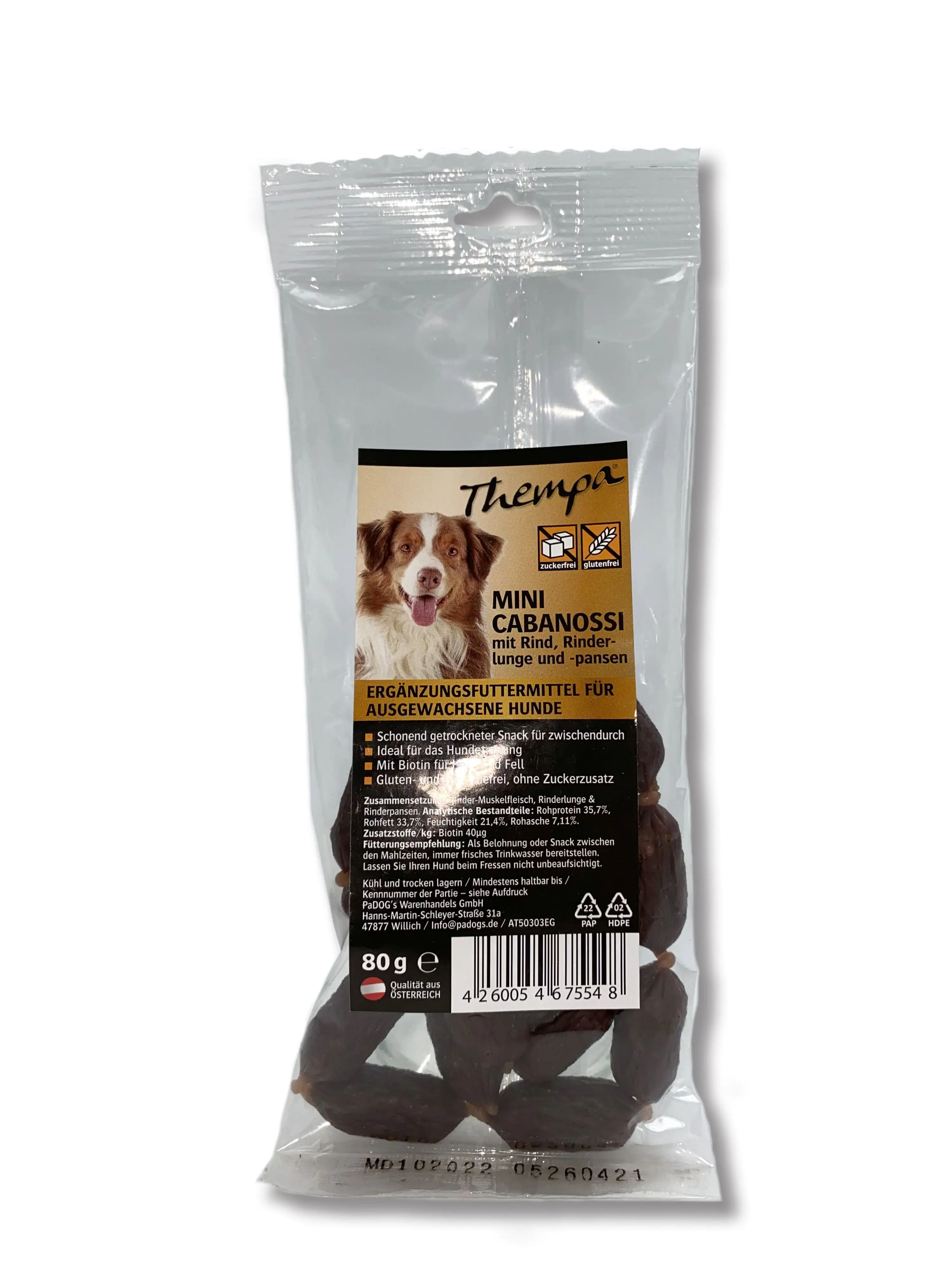 Thempa Hundeleckerli Mini Cabanossi Rind mit Lunge & Pansen Thempa Hundeleckerli Mini Cabanossi Rind mit Lunge & Pansen