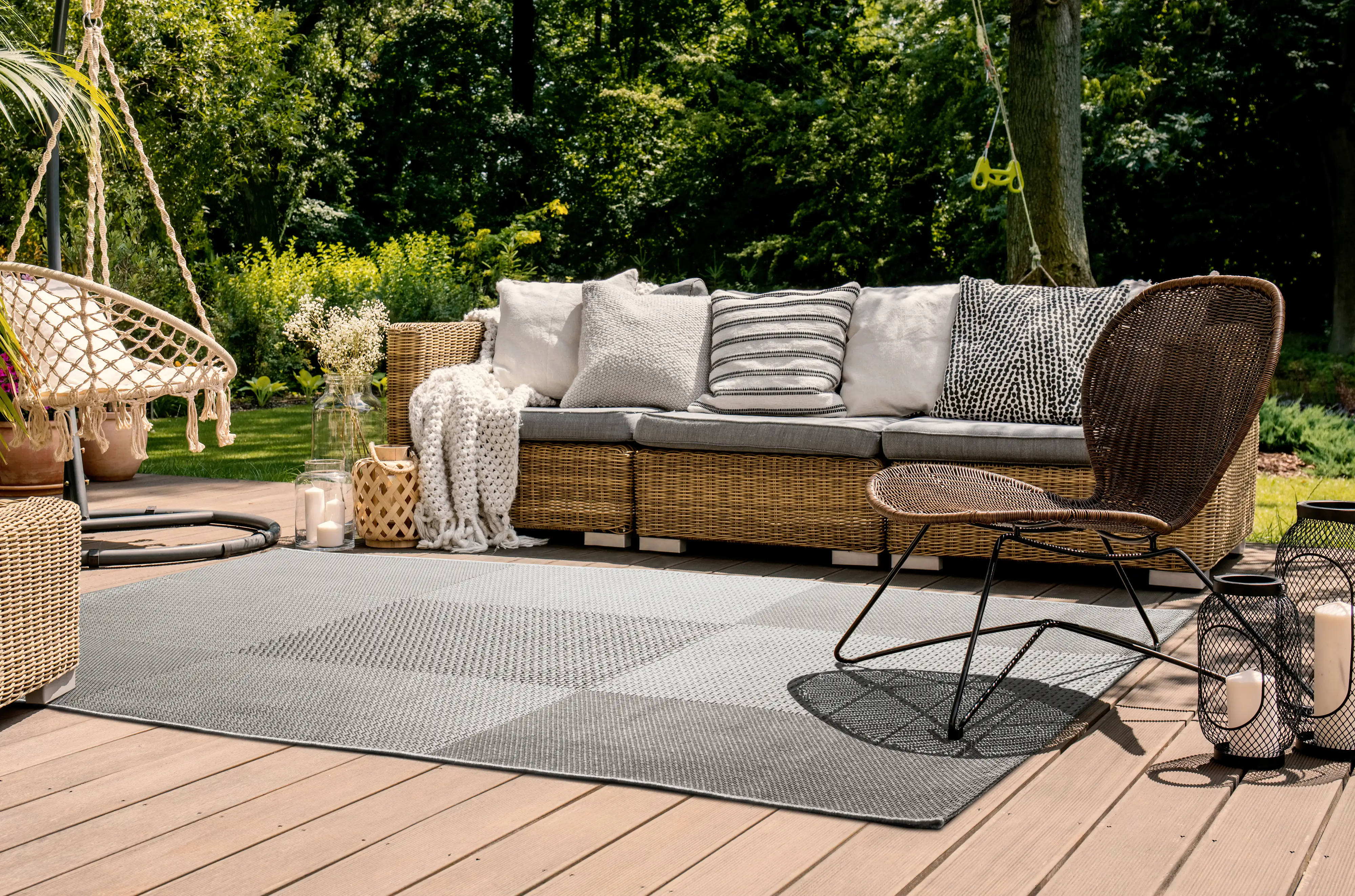 4002398908957_2948905 Andiamo Outdoorteppich Arizona grau-anthrazit, 133 x 190 cm