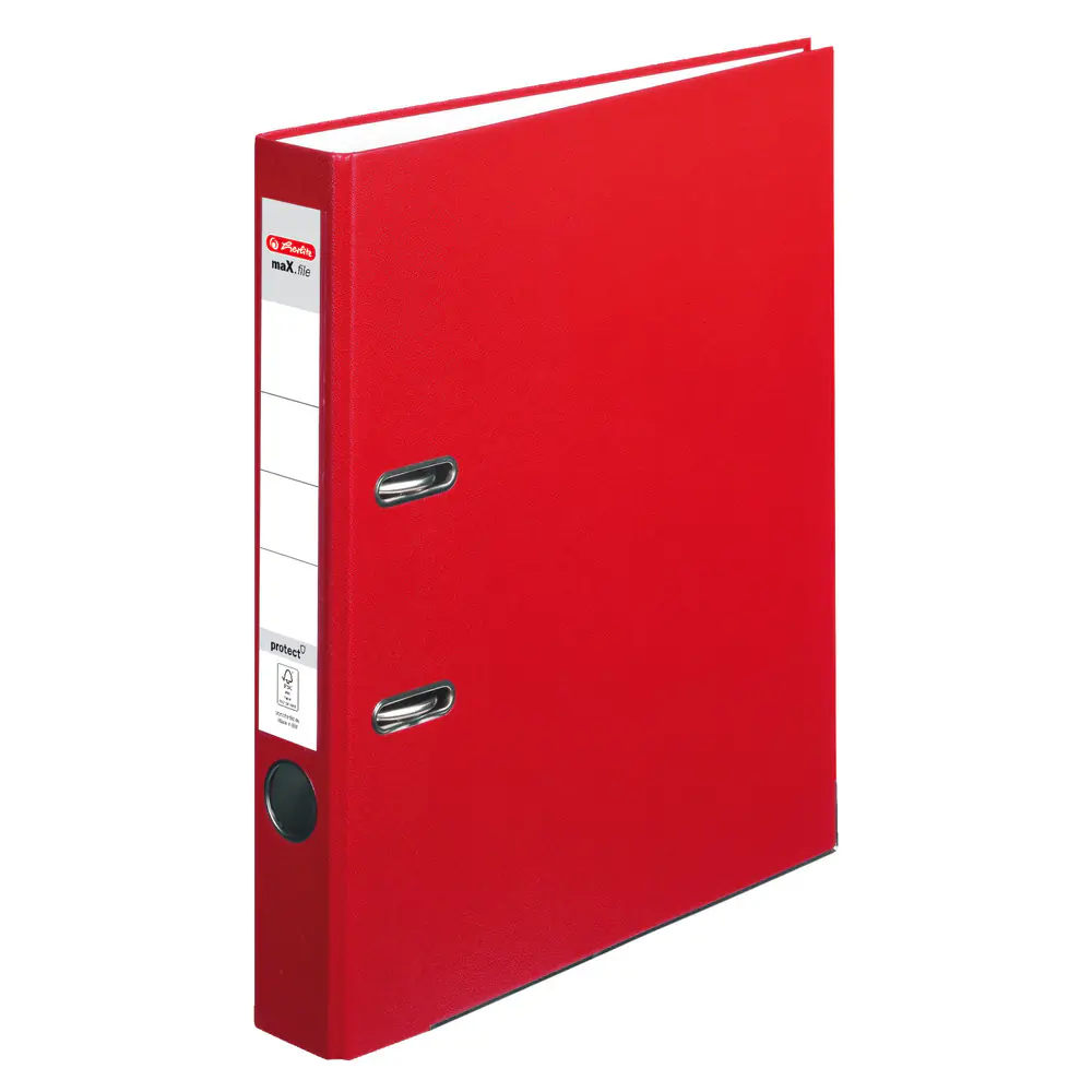 herlitz Ordner max.file protect A4 ,PP-Folienbezug, Fenster 5 cm, rot