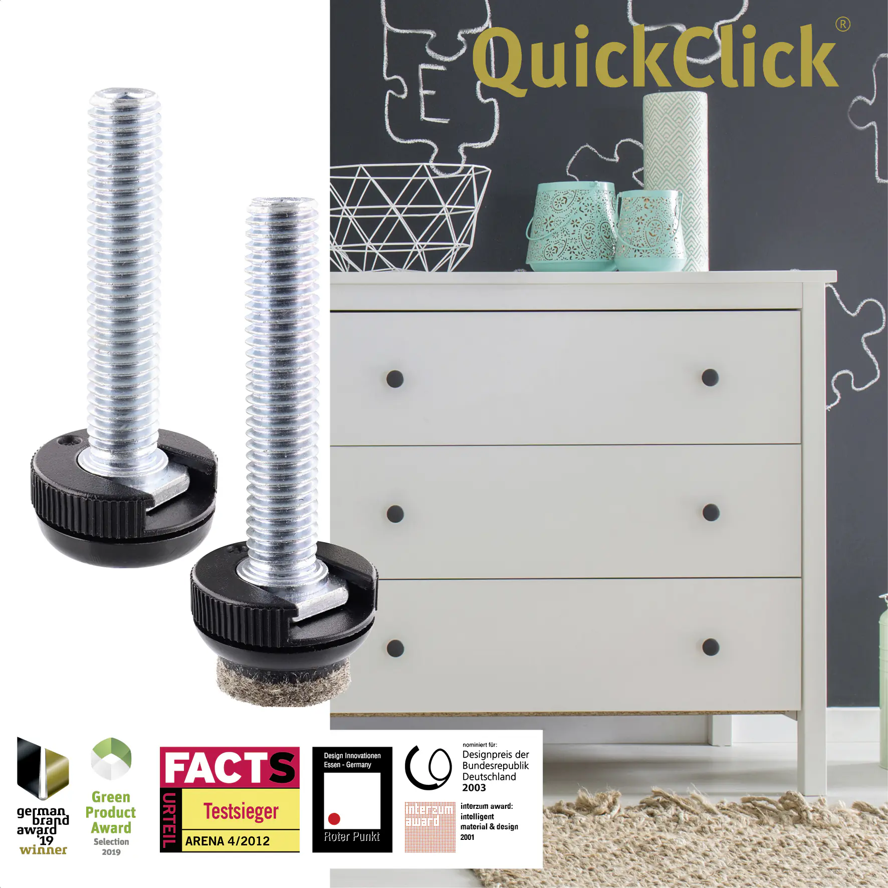 Wagner Möbelfuß Justus Kunststoff Ø 2 x 4 cm schwarz 4 Stück