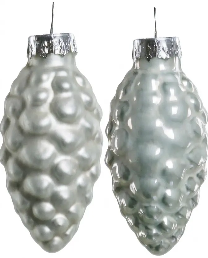 TrendLine Weihnachtskugeln Glas-Tannenzapfen 6 cm weiß 12 Stück
