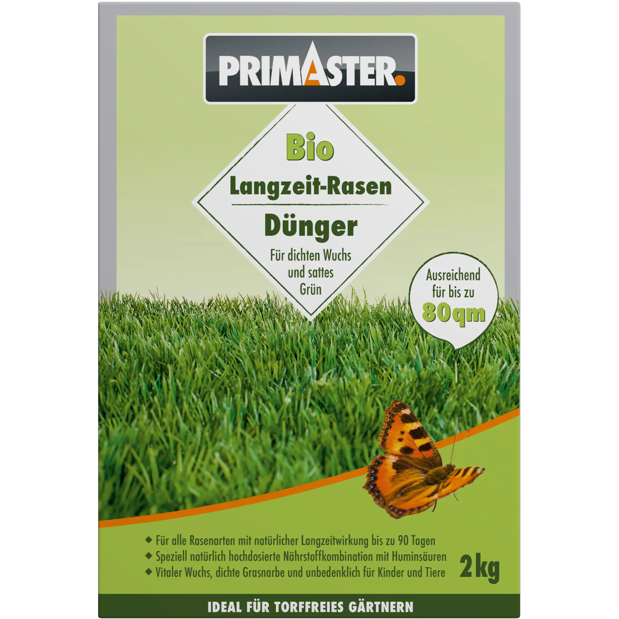 Primaster Bio Langzeit Rasendünger 2 kg für 80 m²