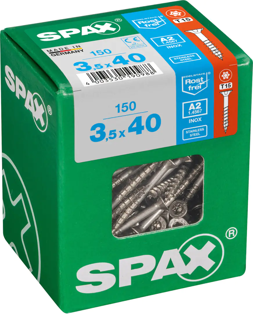 Spax Universalschrauben 3.5 x 40 mm TX 15 - 150 Stk. Spax Universalschrauben 3.5 x 40 mm TX 15 - 150 Stk.